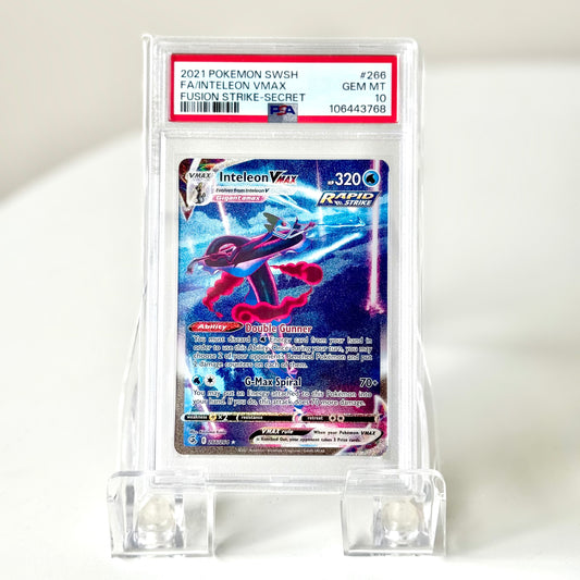 Front of 2021 Pokémon Inteleon Vmax Fusion Strike Secret #266/264 PSA 10 card