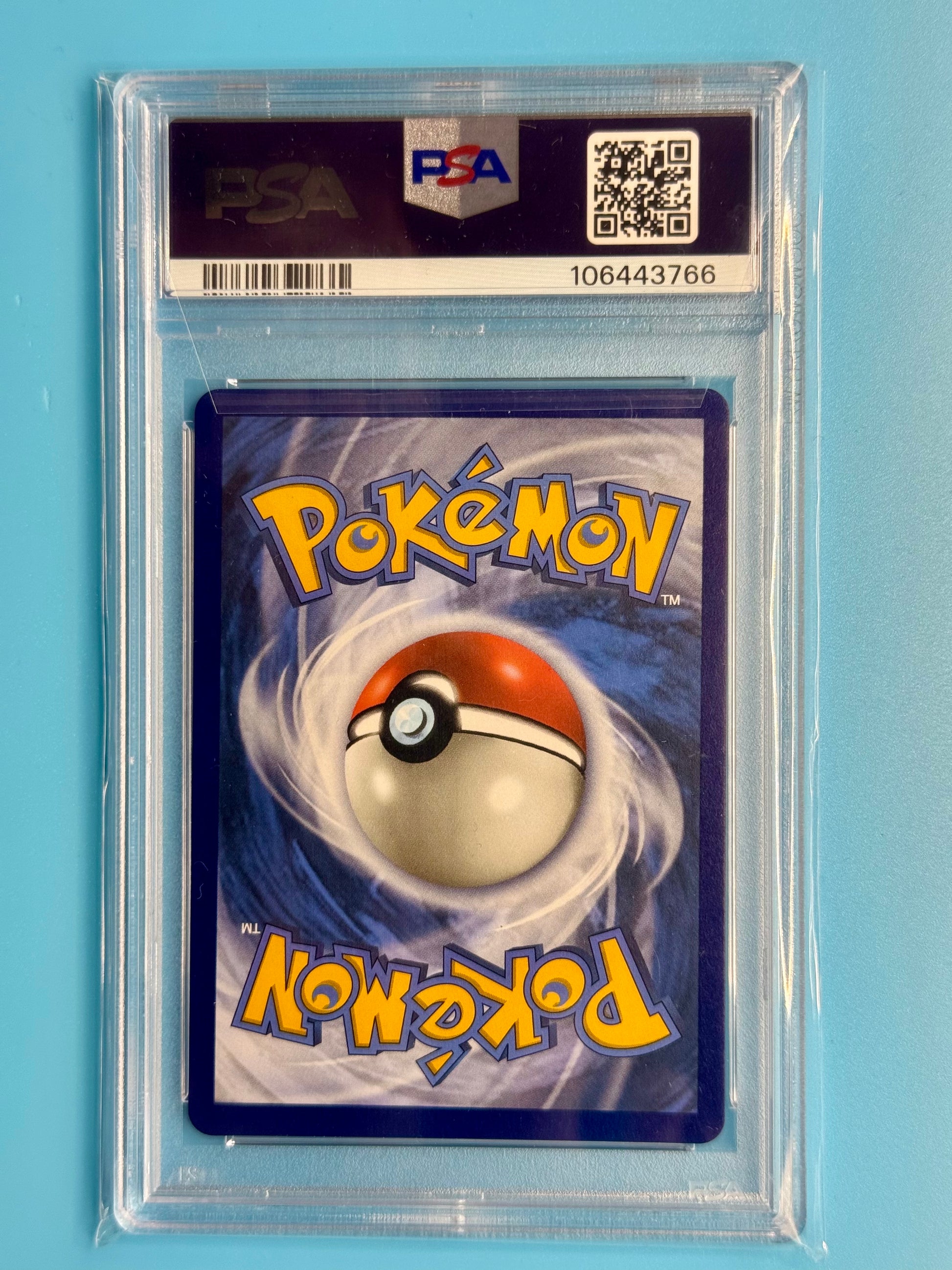 Back of 2021 Pokémon Rayquaza EX Roaring Skies #76/108 English PSA 9 card