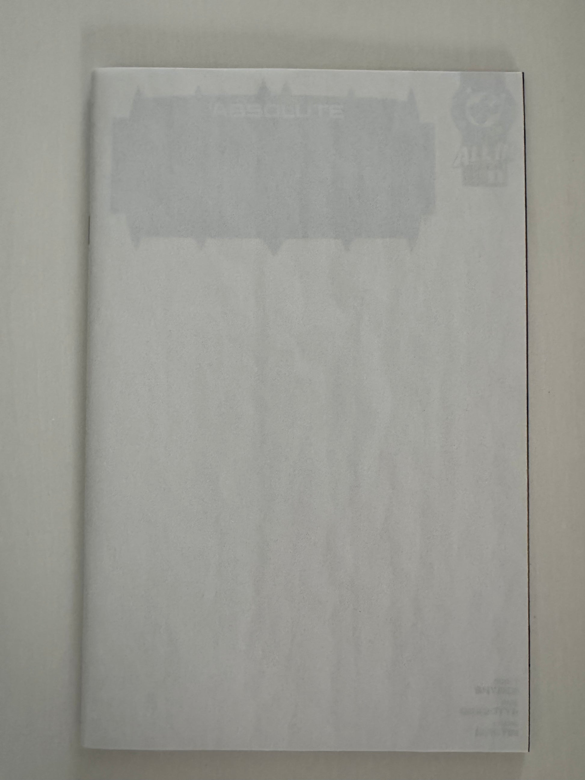 Front cover of Absolute Batman #1 (2024) Comic Book, Cover I Blank Card Stock Variant edition.