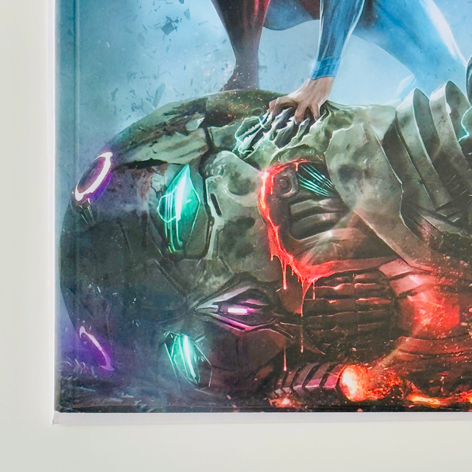 Bottom left corner condition close-up of Action Comics #1000 Mattina Variant