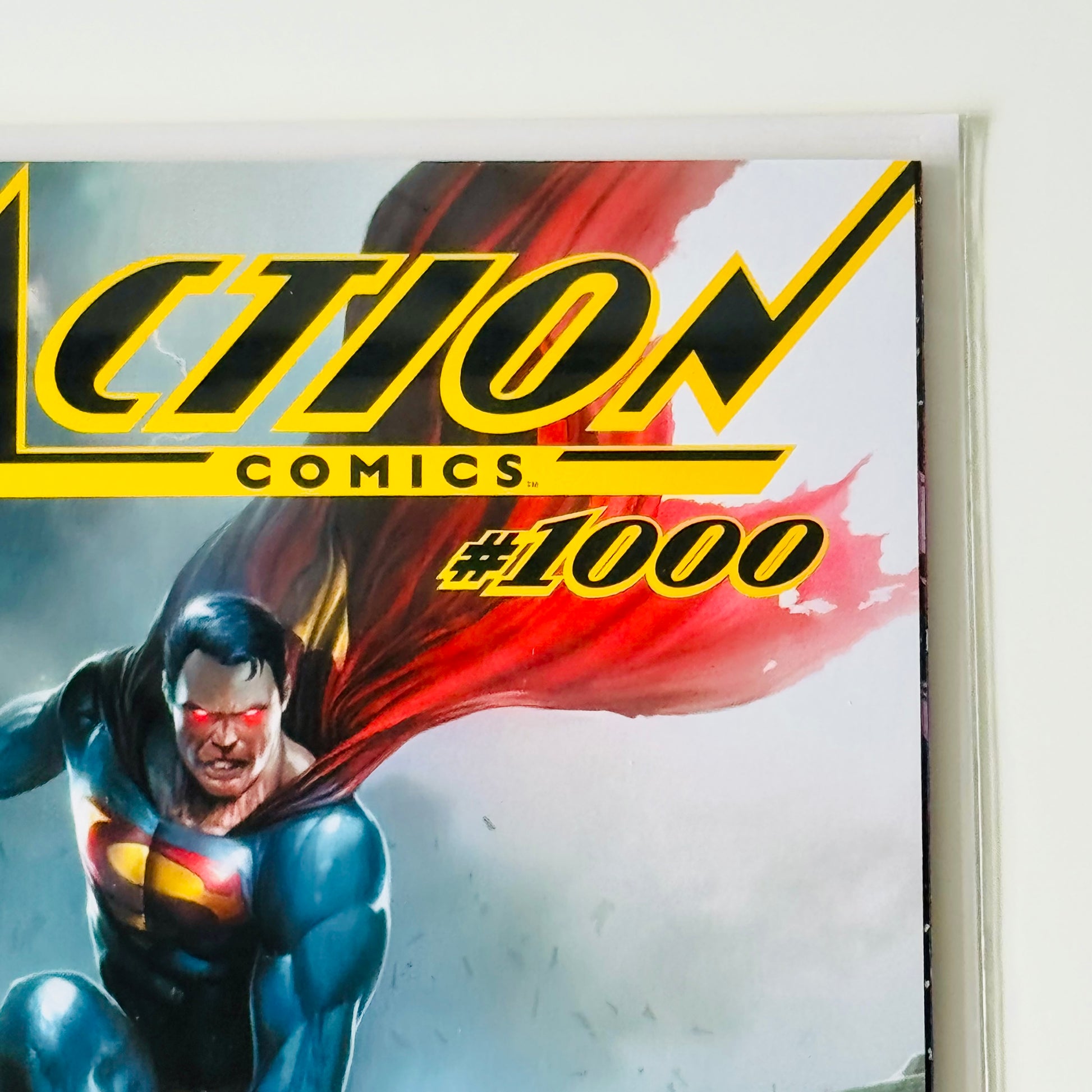 Top right corner close-up of Francesco Mattina Trade Dress Variant for Action Comics #1000