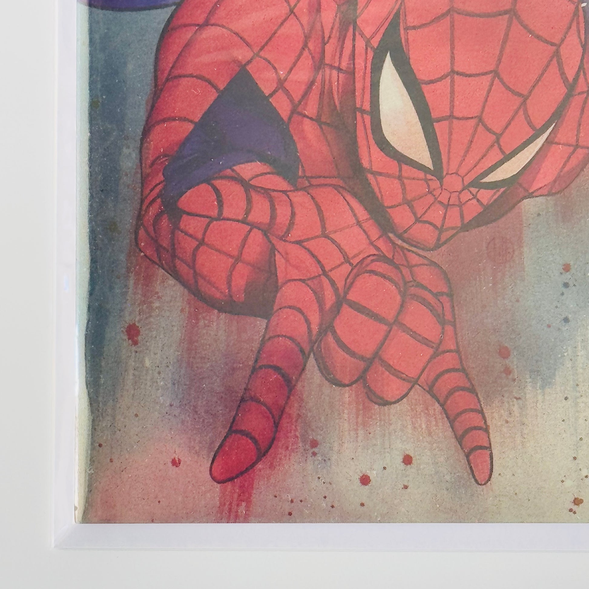 Bottom left corner detail of Amazing Spider-Man #1 SDCC 2025 Foil Variant Cover