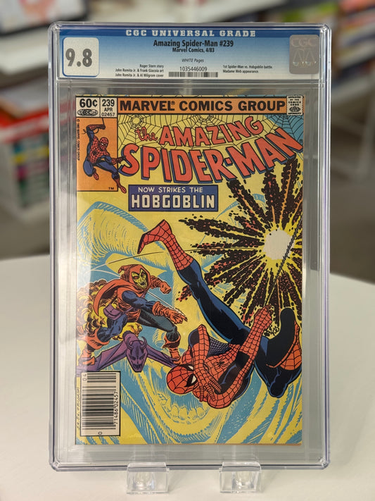 CGC 9.8 Newsstand copy of Amazing Spider-Man #239 featuring first Spider-Man vs. Hobgoblin battle and Madame Web appearance