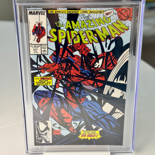 Close up of Amazing Spider-Man #317 CGC 9.8 comic book cover