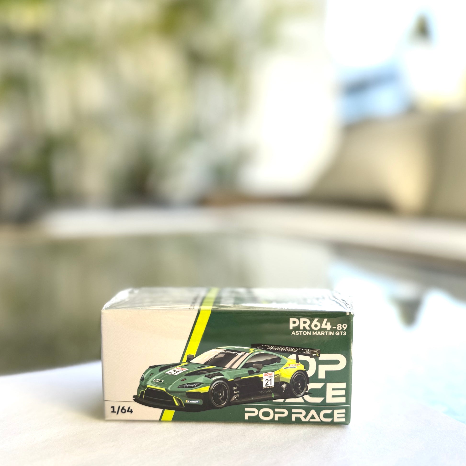 Front view of Aston Martin GT3 N24 2022 1:64 diecast model by Pop Race