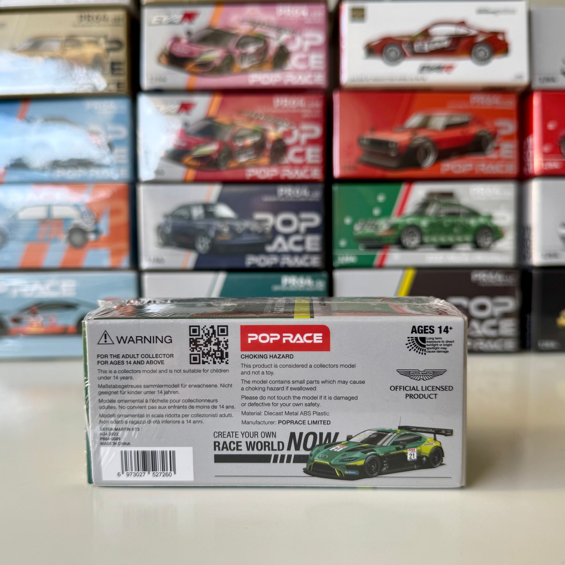 Rear angle showing spoiler and detailing of 1:64 GT3 Aston Martin model