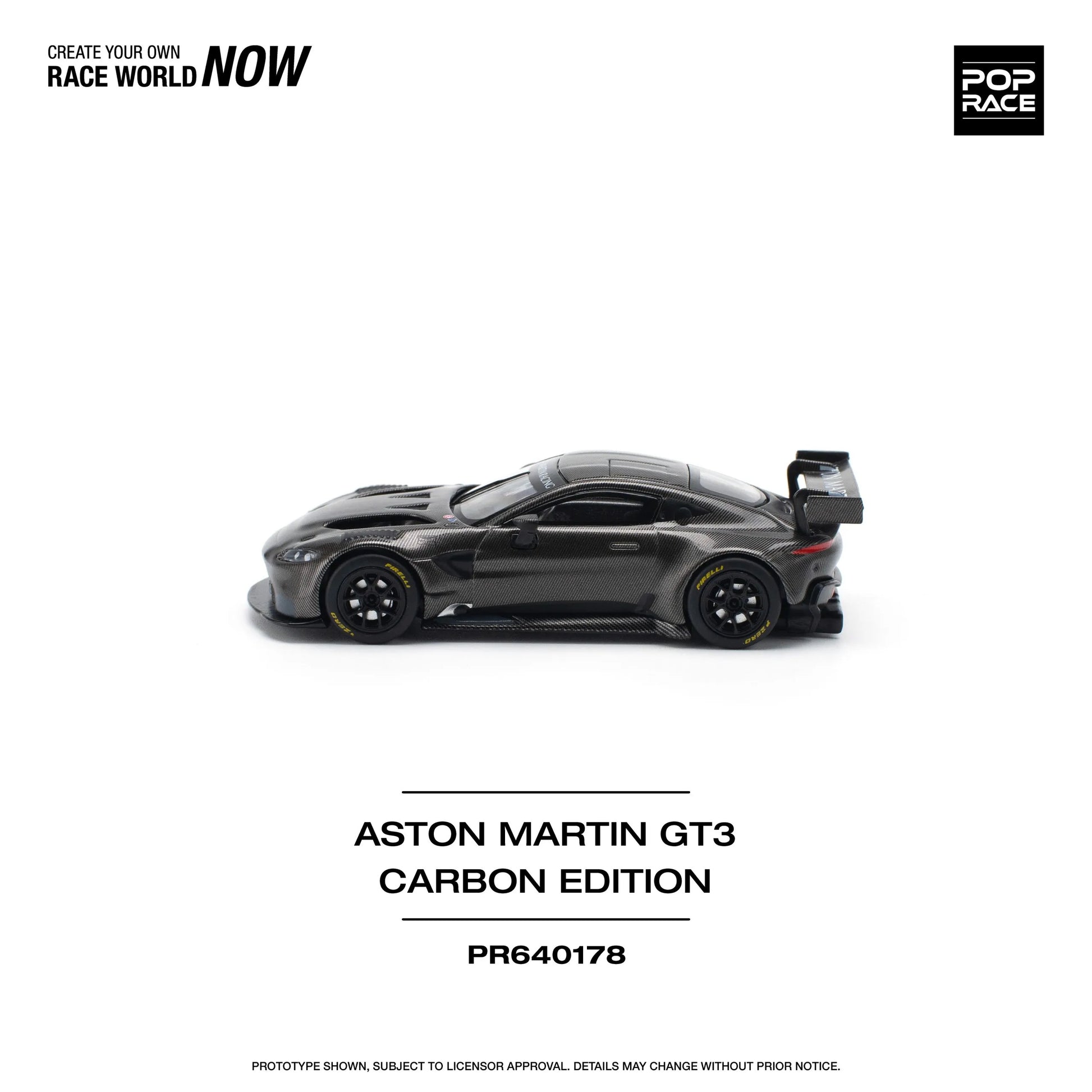 Left side view of Aston Martin GT3 Carbon Edition diecast model