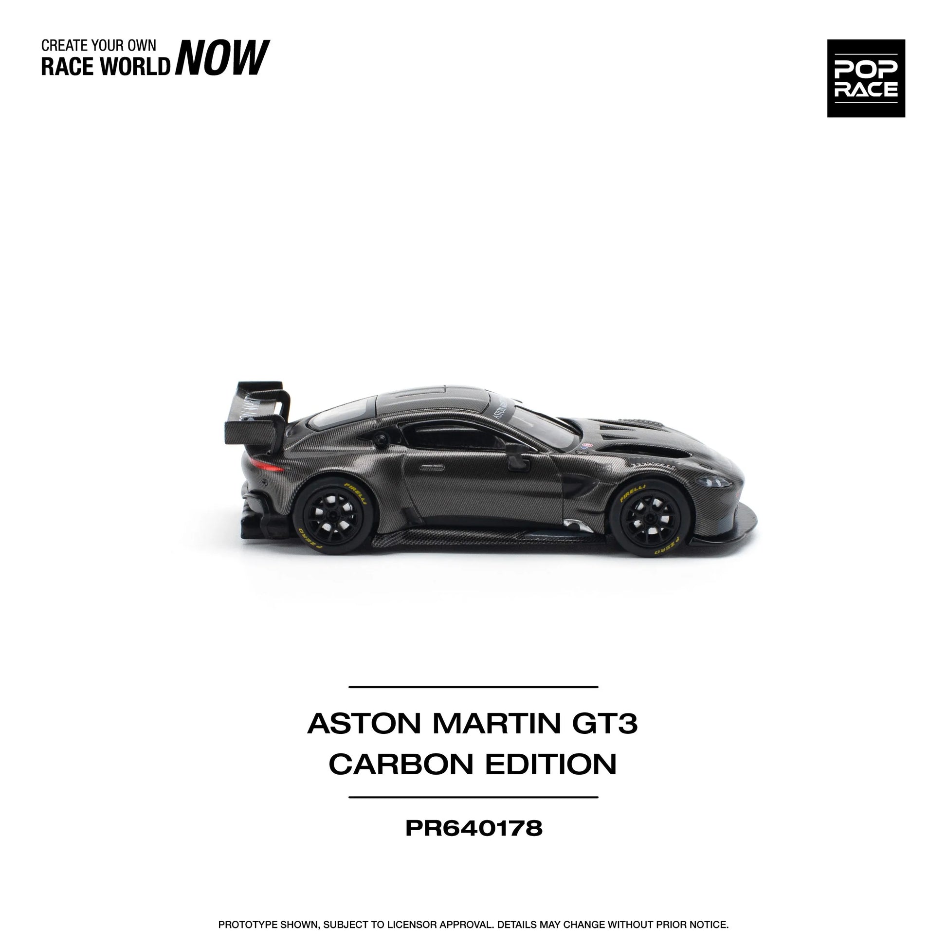 Right side view of Aston Martin GT3 Carbon Edition 1:64 model car