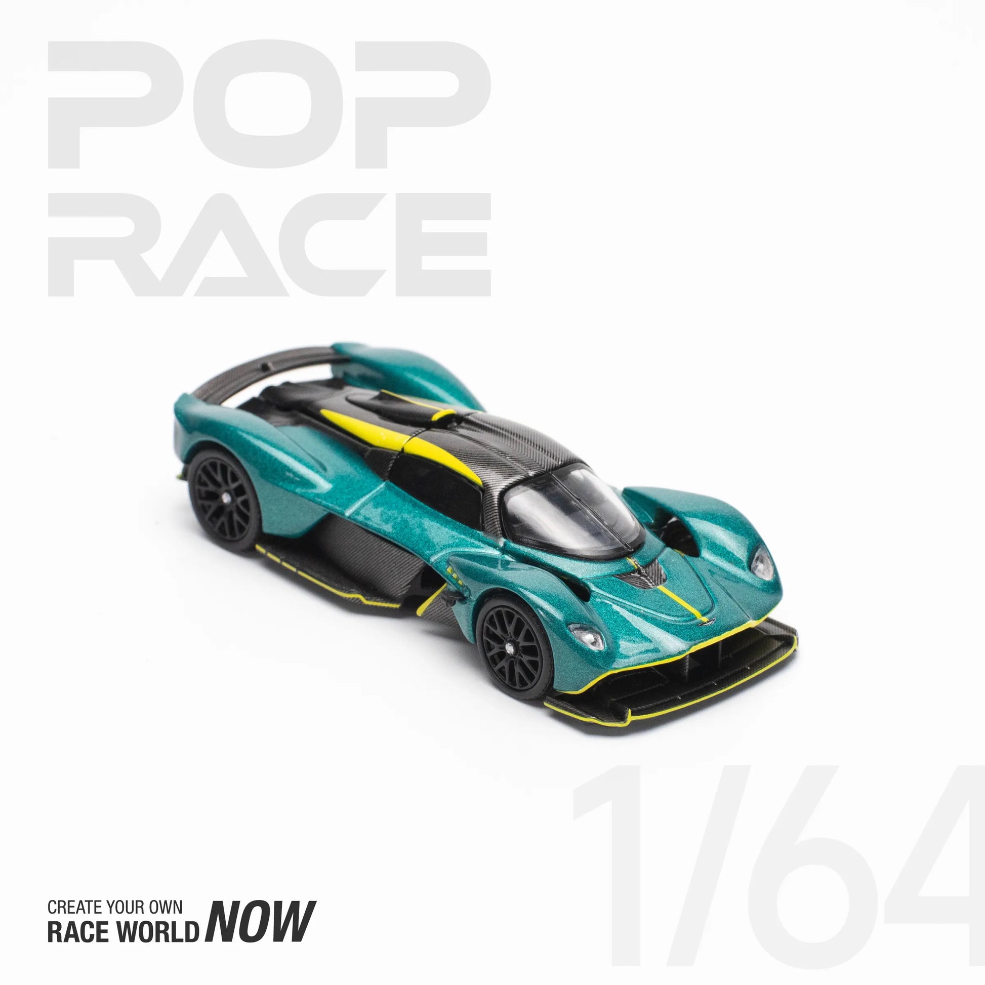 Top-down view of Aston Martin Valkyrie Green diecast model unboxed