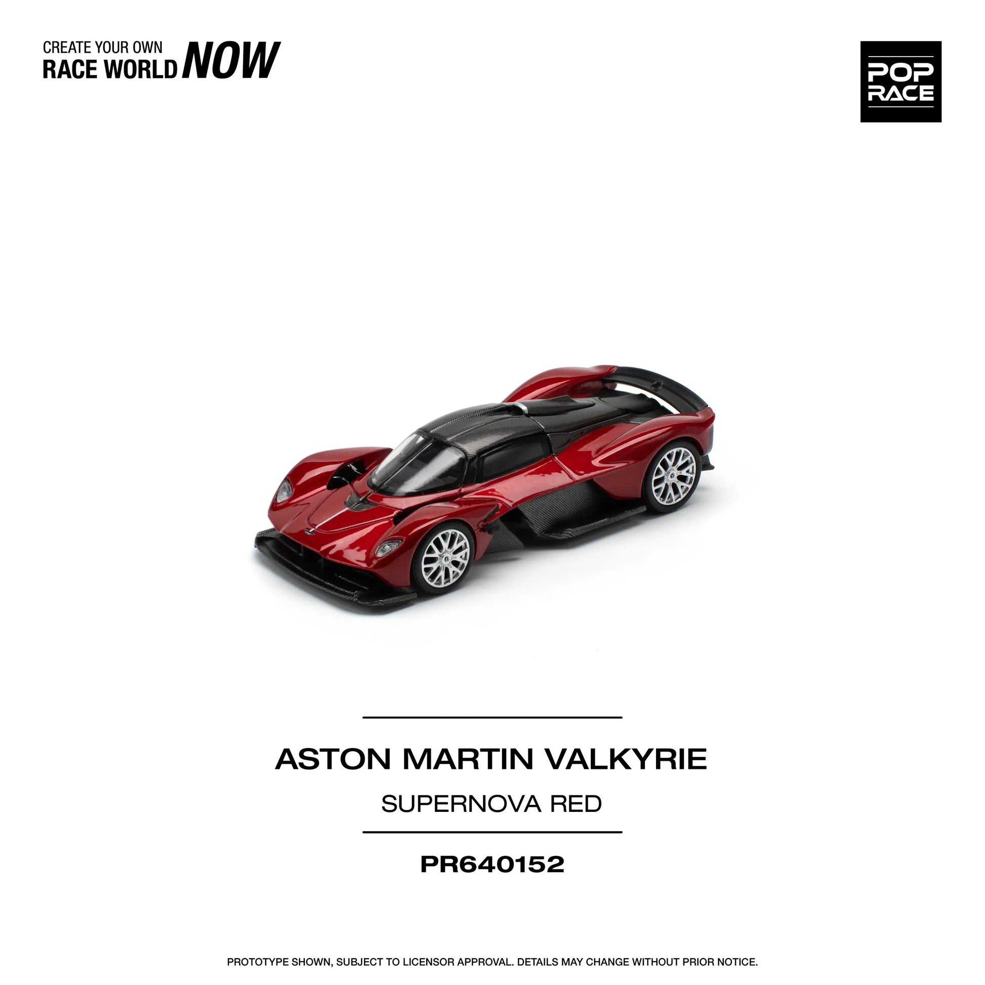 Front view of Aston Martin Valkyrie Supernova Red 1:64 diecast model out of box