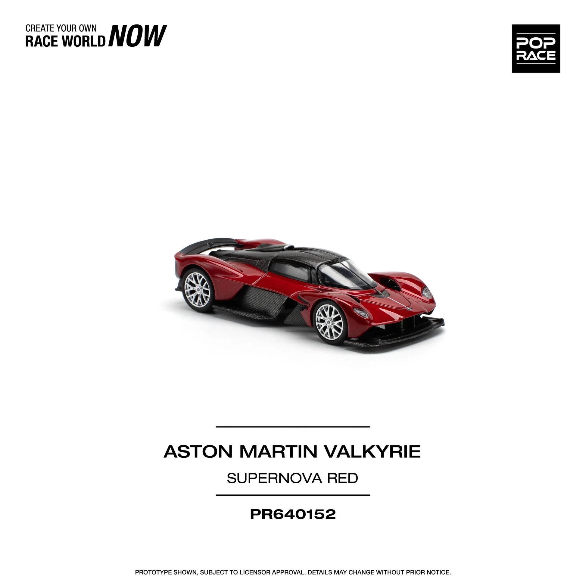 Front view of Aston Martin Valkyrie Supernova Red 1:64 diecast model out of box