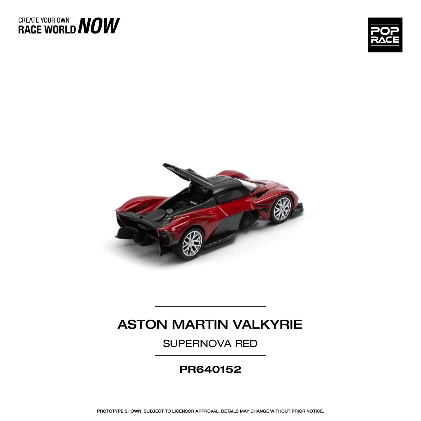 Rear view of 1:64 Aston Martin Valkyrie Supernova Red model by Pop Race