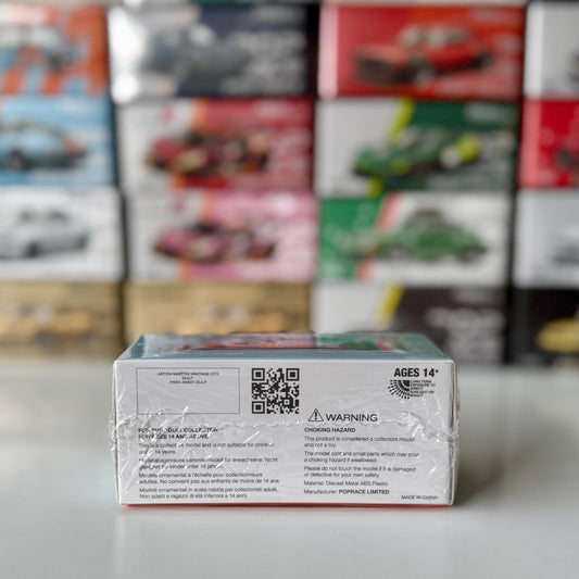 Side profile of Pop Race Aston Martin GT3 Gulf livery model car