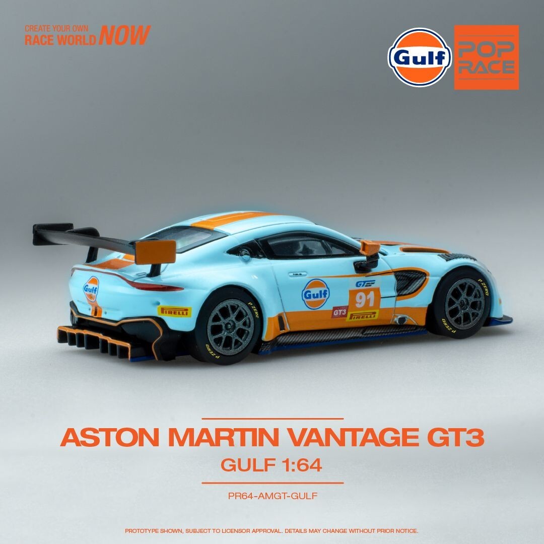 Rear view of Aston Martin Vantage GT3 Presentation model by Pop Race in 1:64 scale