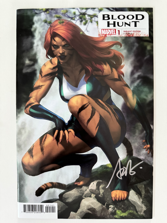 Cover of Blood Hunt Comic Book Issue #1 Variant (2024), signed by Stanley "Artgerm" Lau.