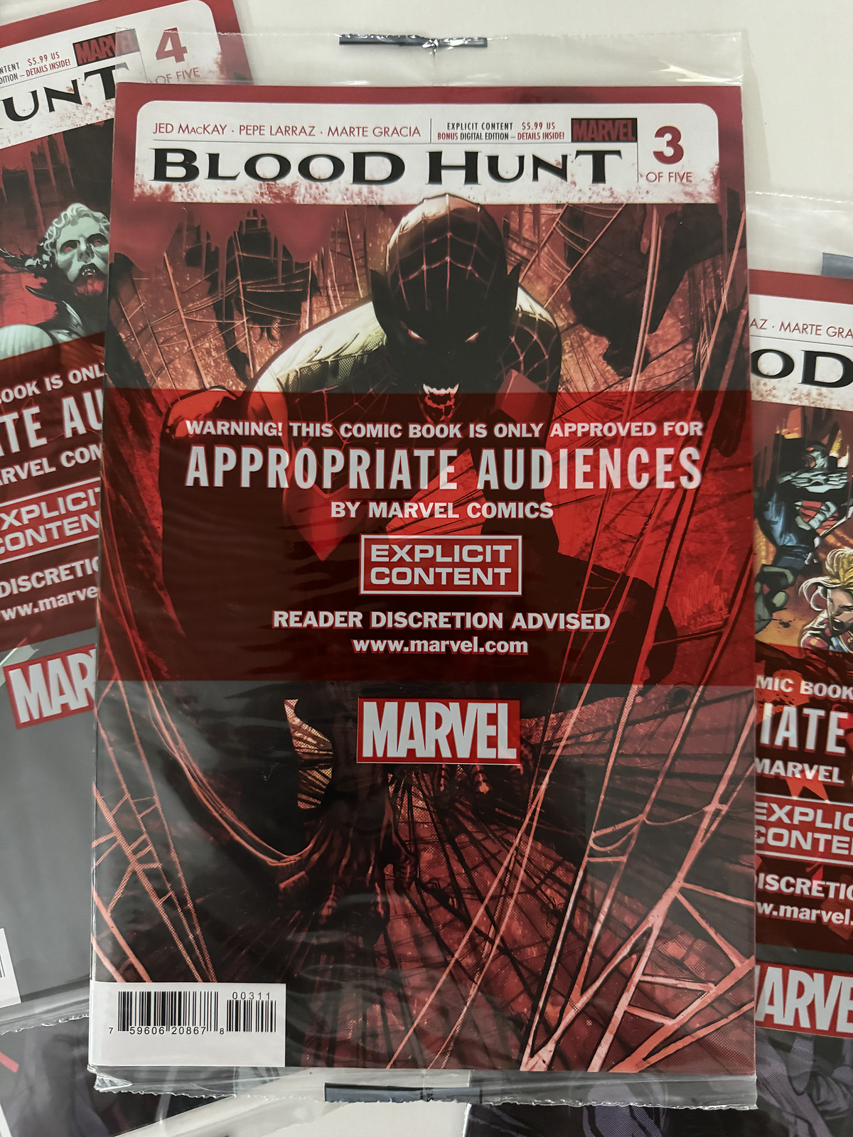 Sealed front cover of Blood Hunt Red Band Issue #3 comic book, 2024.