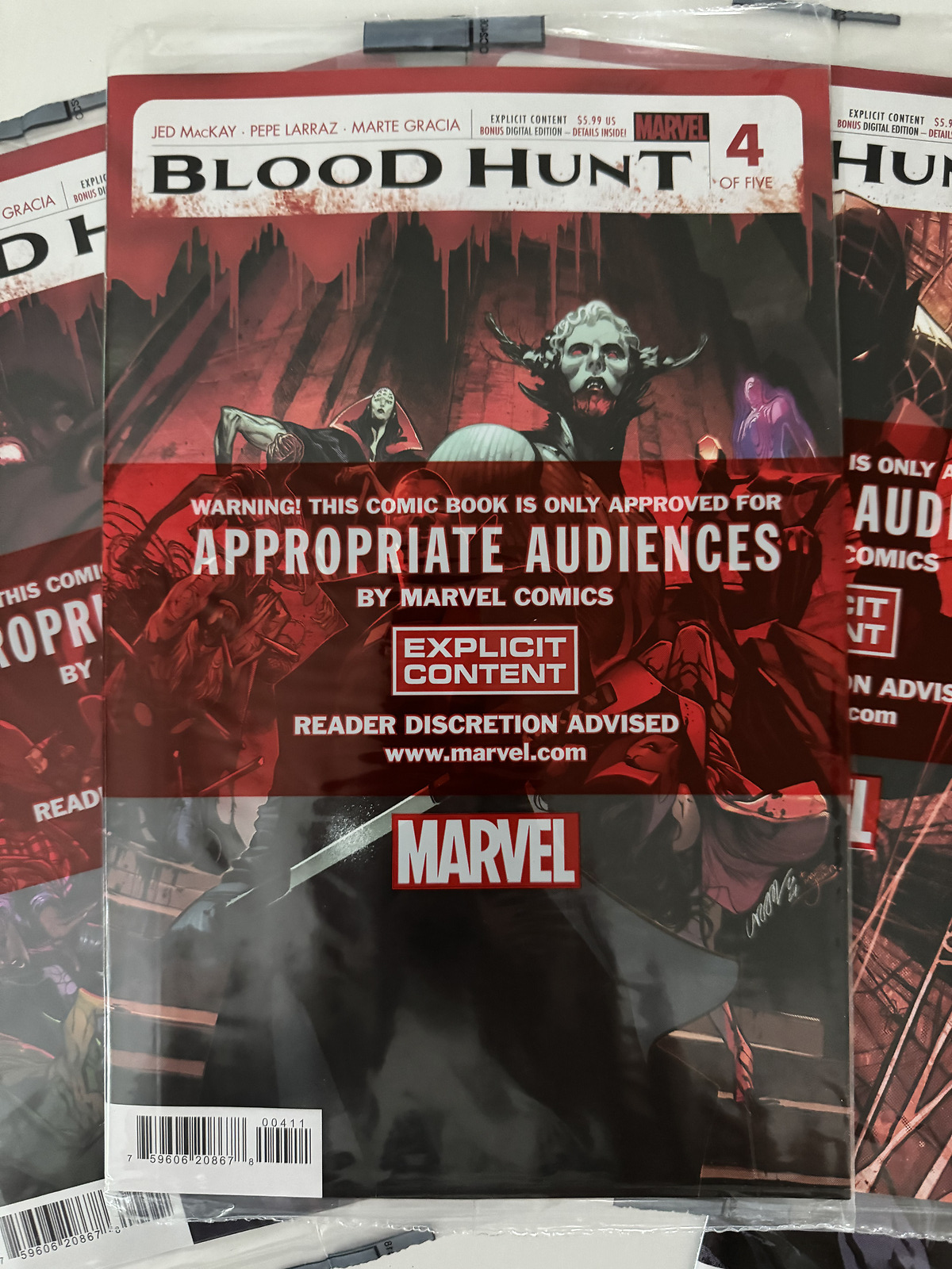 Sealed front cover of Blood Hunt Red Band Issue #4 comic book, 2024.
