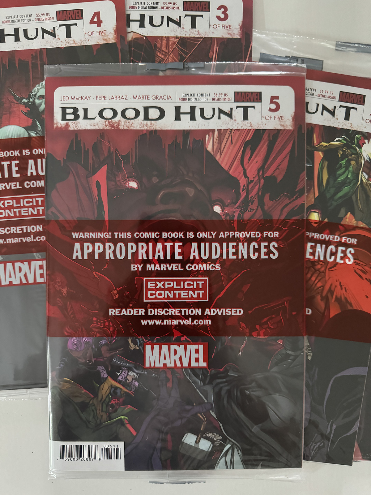 Sealed front cover of Blood Hunt Red Band Issue #5 comic book, 2024.