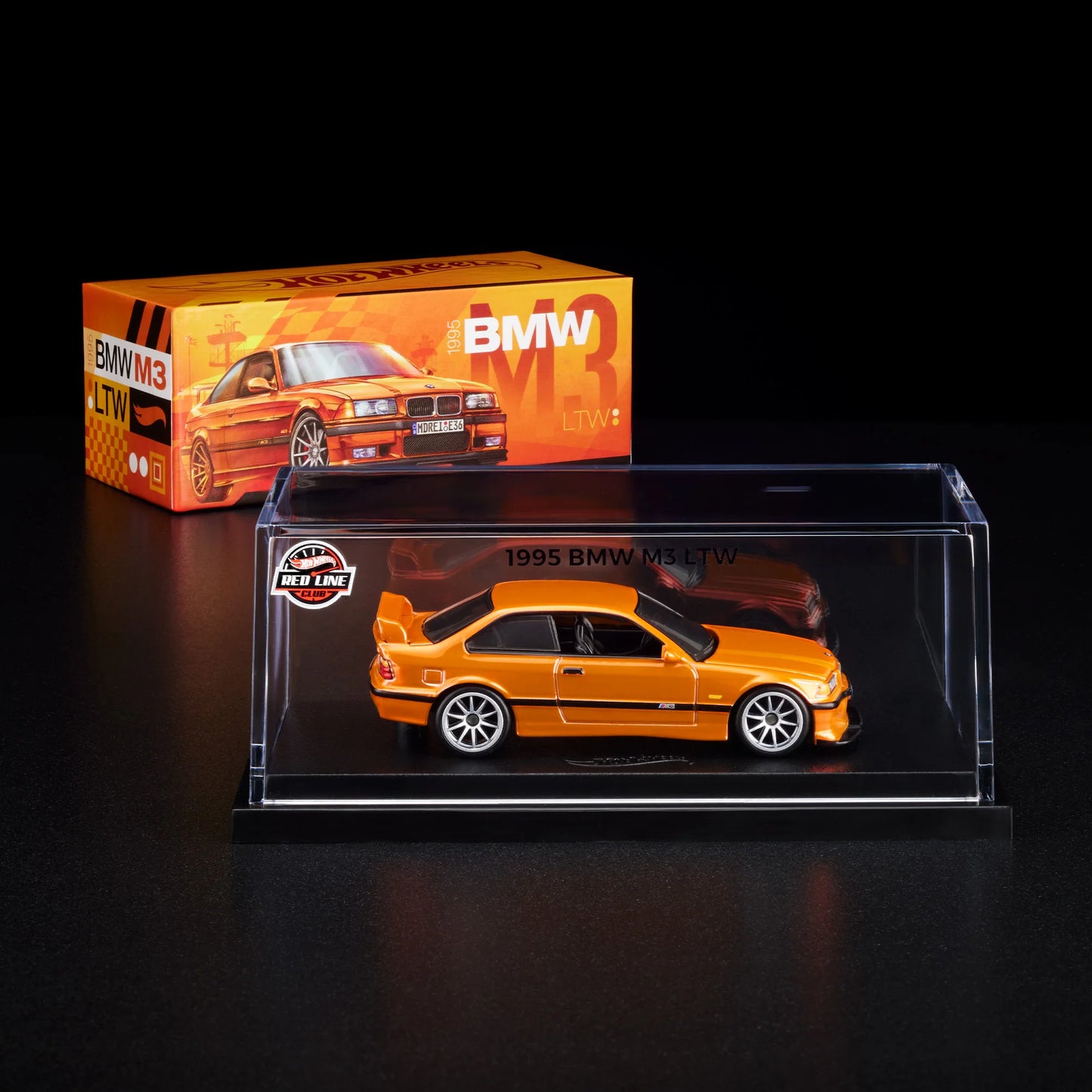 BMW M3 LTW Hot Wheels RLC diecast in clear acrylic case