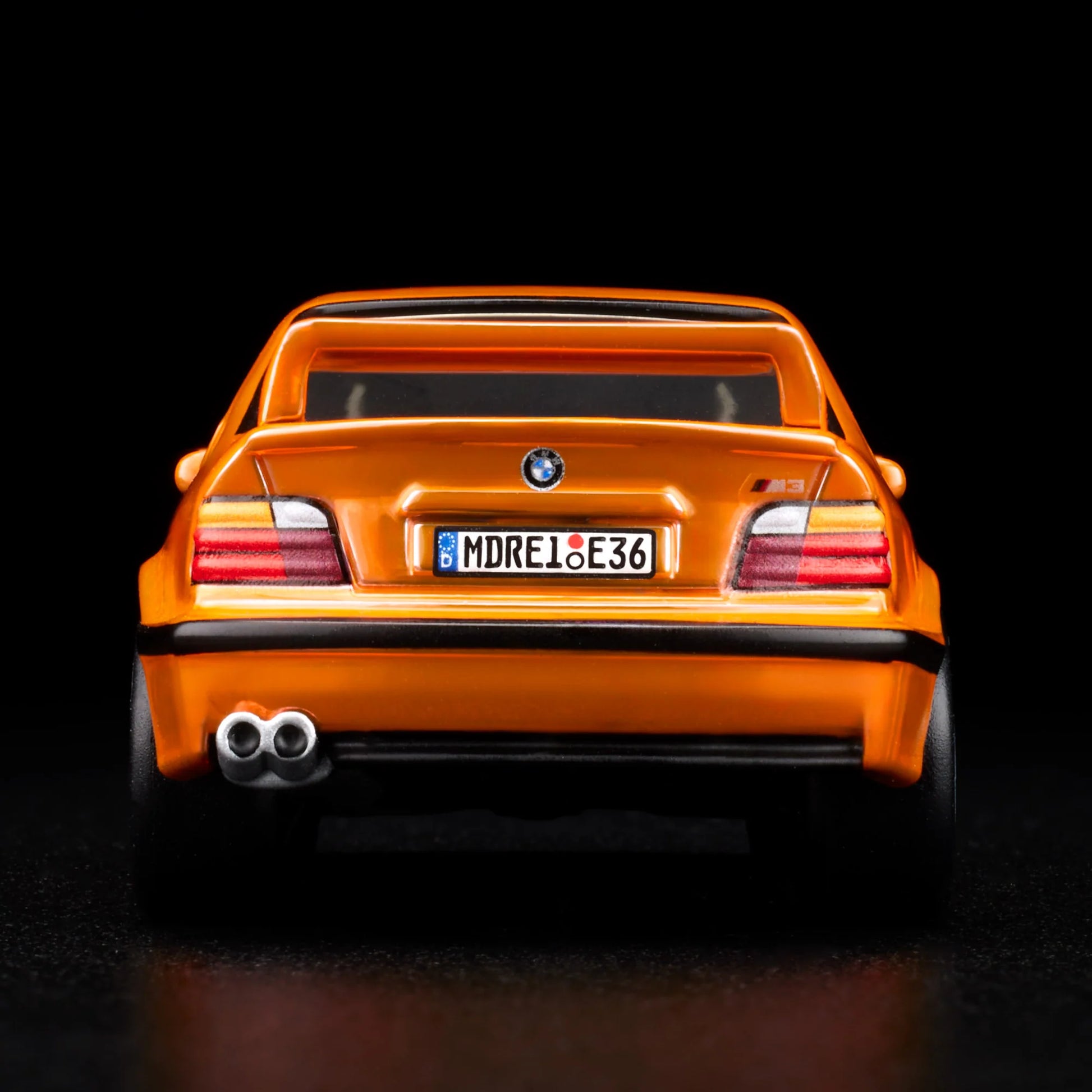 Rear view of 1995 BMW M3 LTW RLC diecast model by Hot Wheels