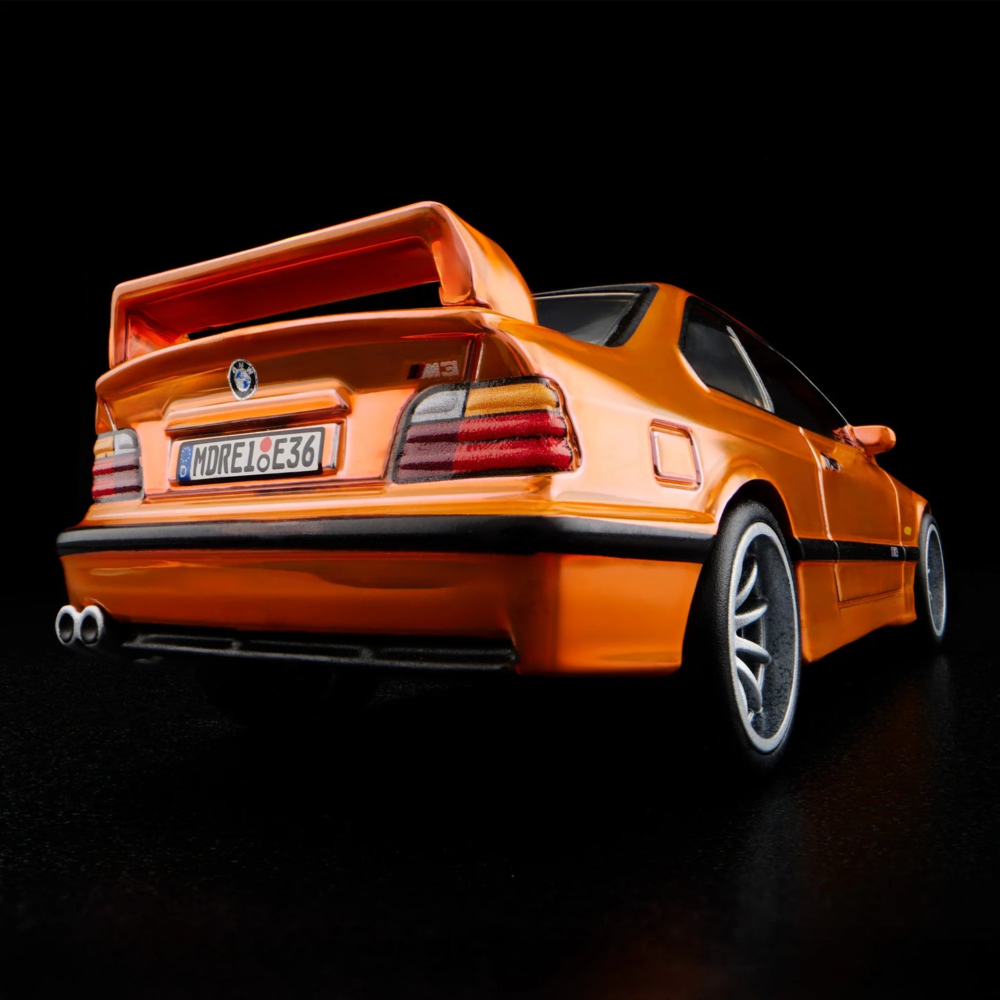 Rear view of 1995 BMW M3 LTW RLC diecast model by Hot Wheels