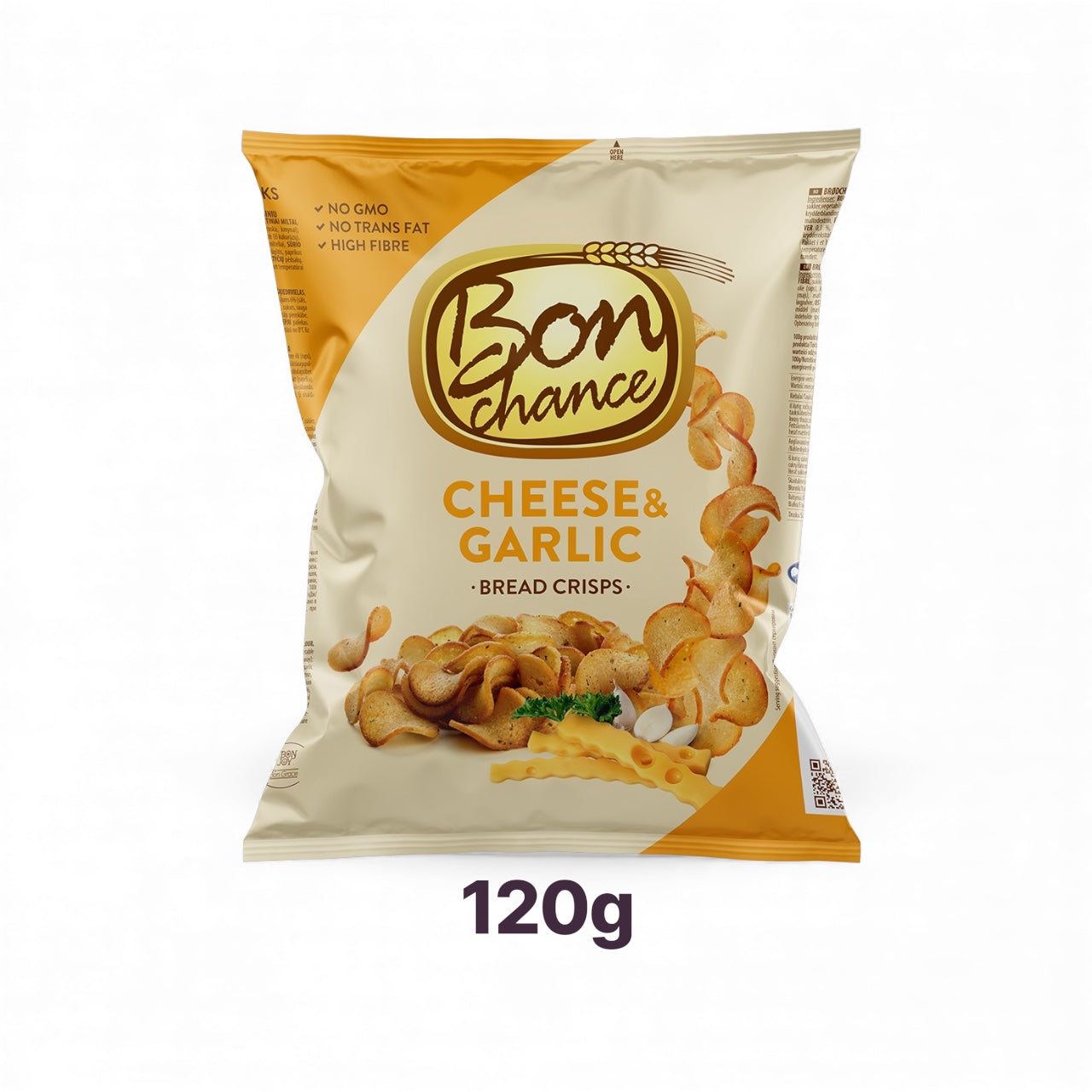 Bon Chance Cheese & Garlic Crisps – Crunchy Lithuanian Snack in 120g