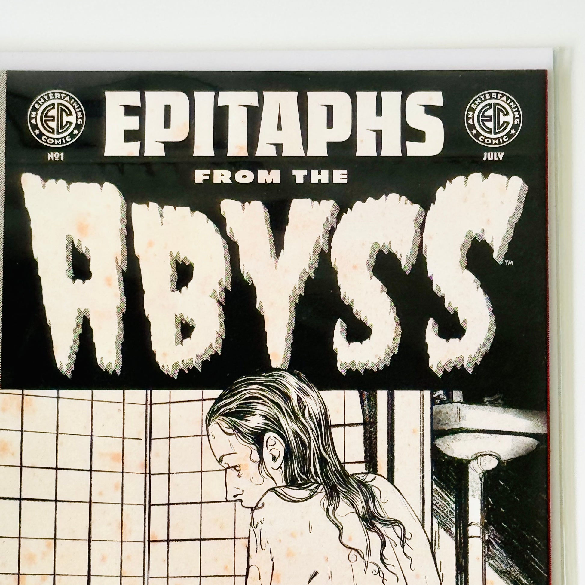 Top right corner detail of EC: Epitaphs from the Abyss B&W Variant with COA