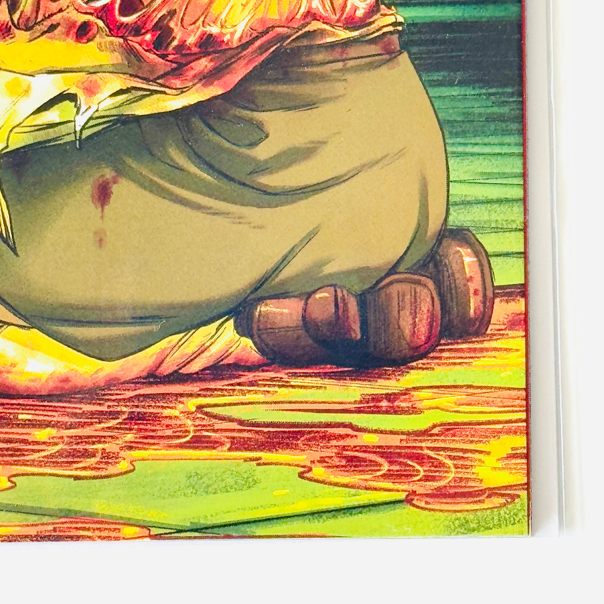 Bottom right corner close-up of Naomi Franquiz Variant Cover for EC Epitaphs #1