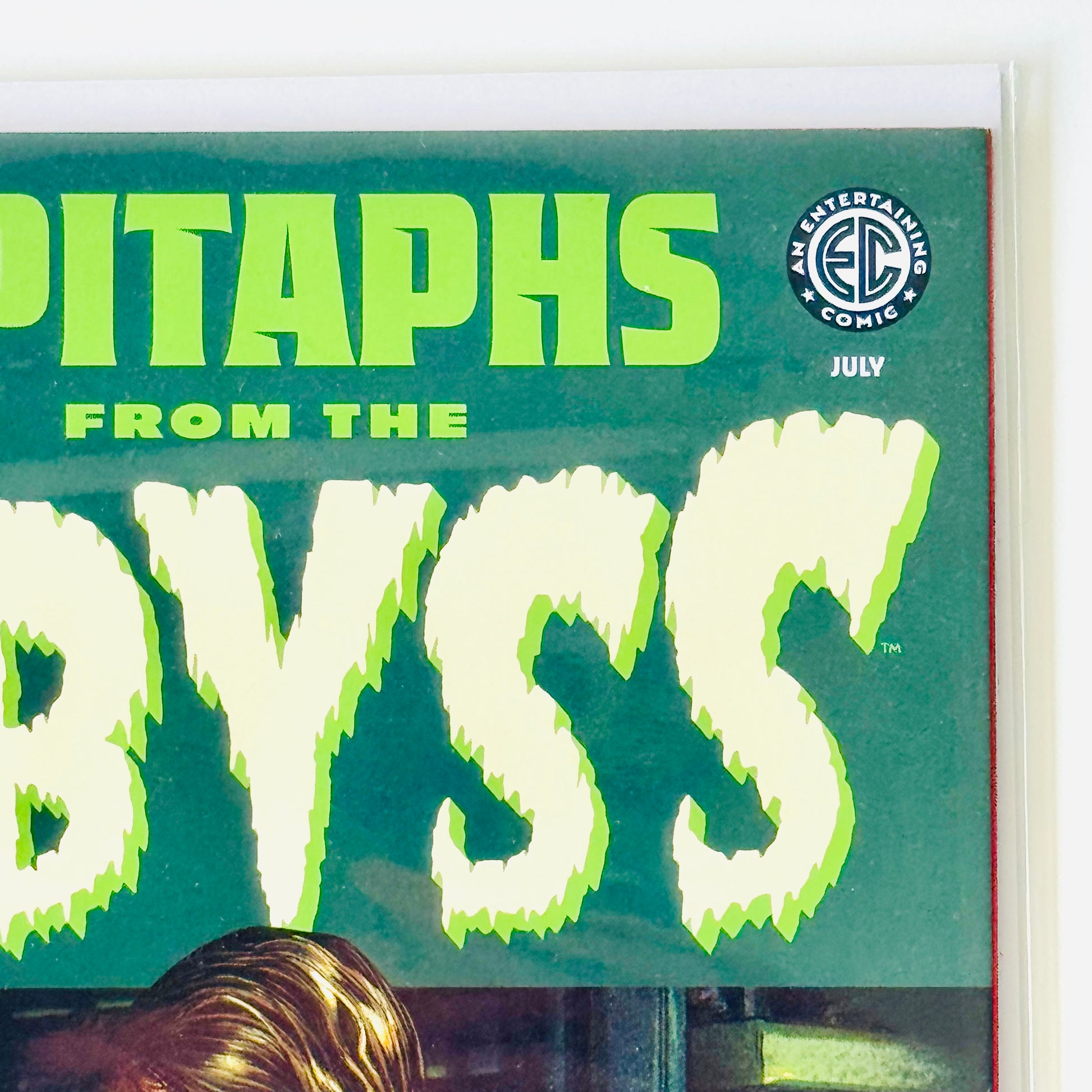 Top right corner detail of EC: Epitaphs #1 Naomi Franquiz Color Variant