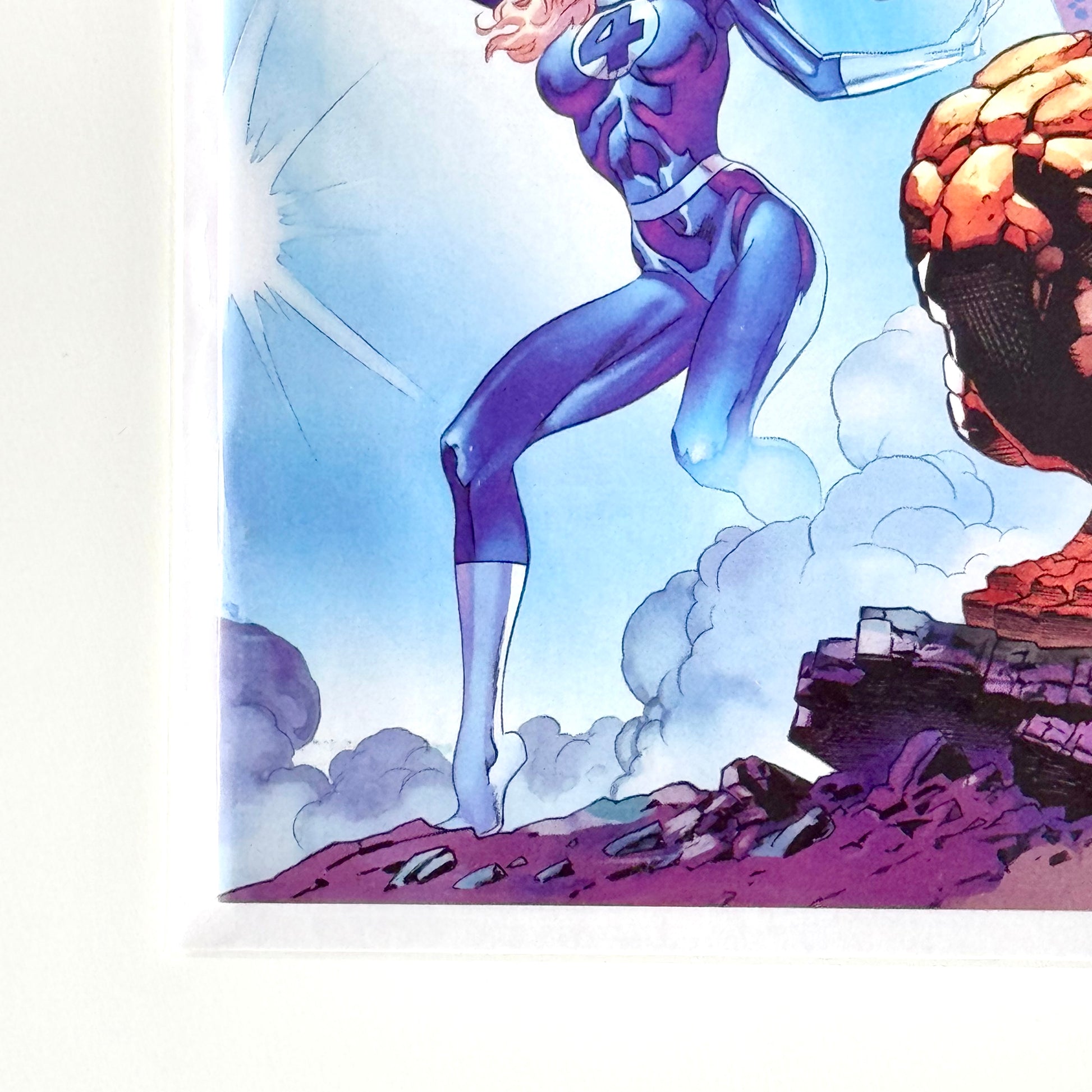 Bottom left corner condition detail of Fantastic Four #1 1:25 Incentive Variant
