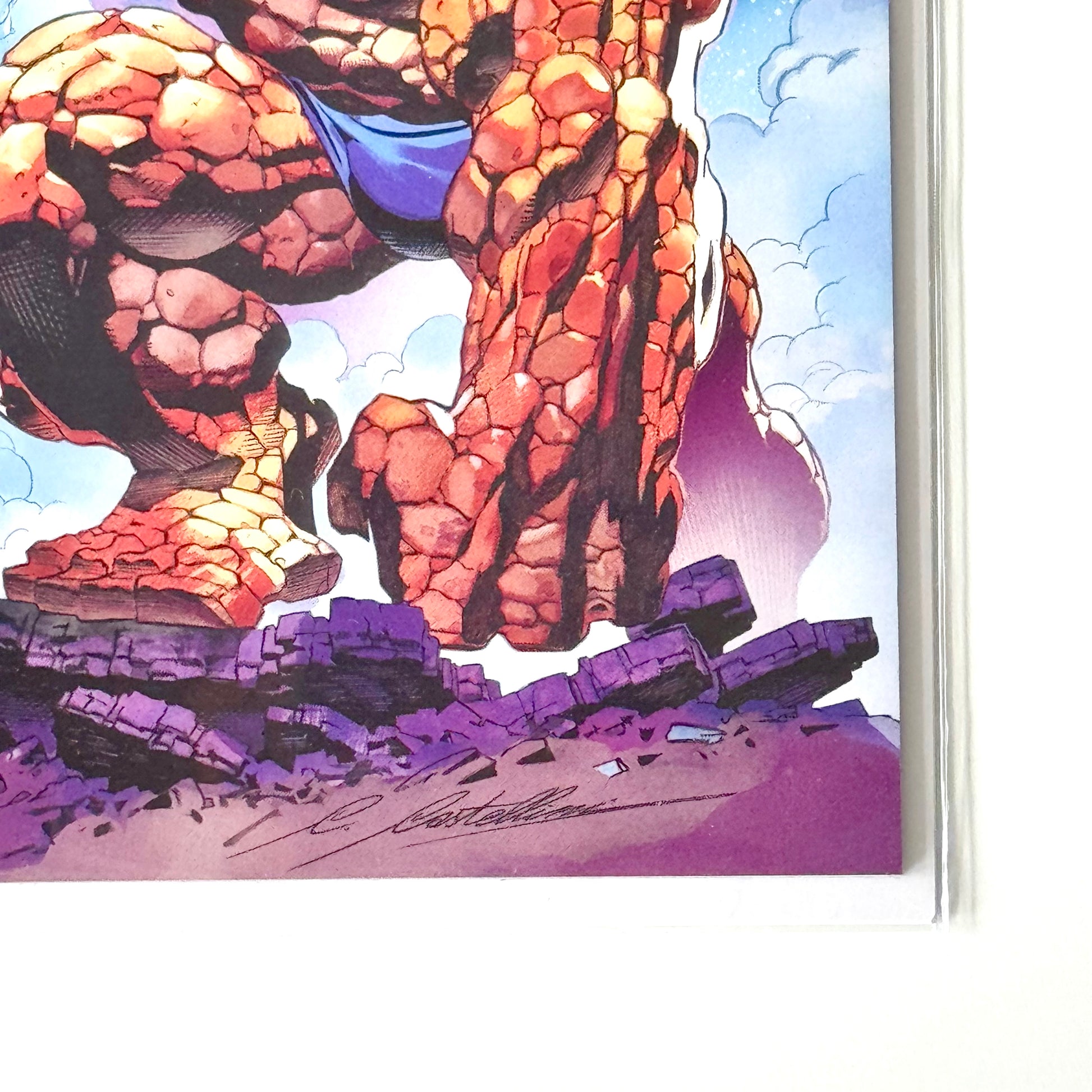 Bottom right corner close-up of Marvel’s Fantastic Four #1 1:25 Castellini Variant Cover