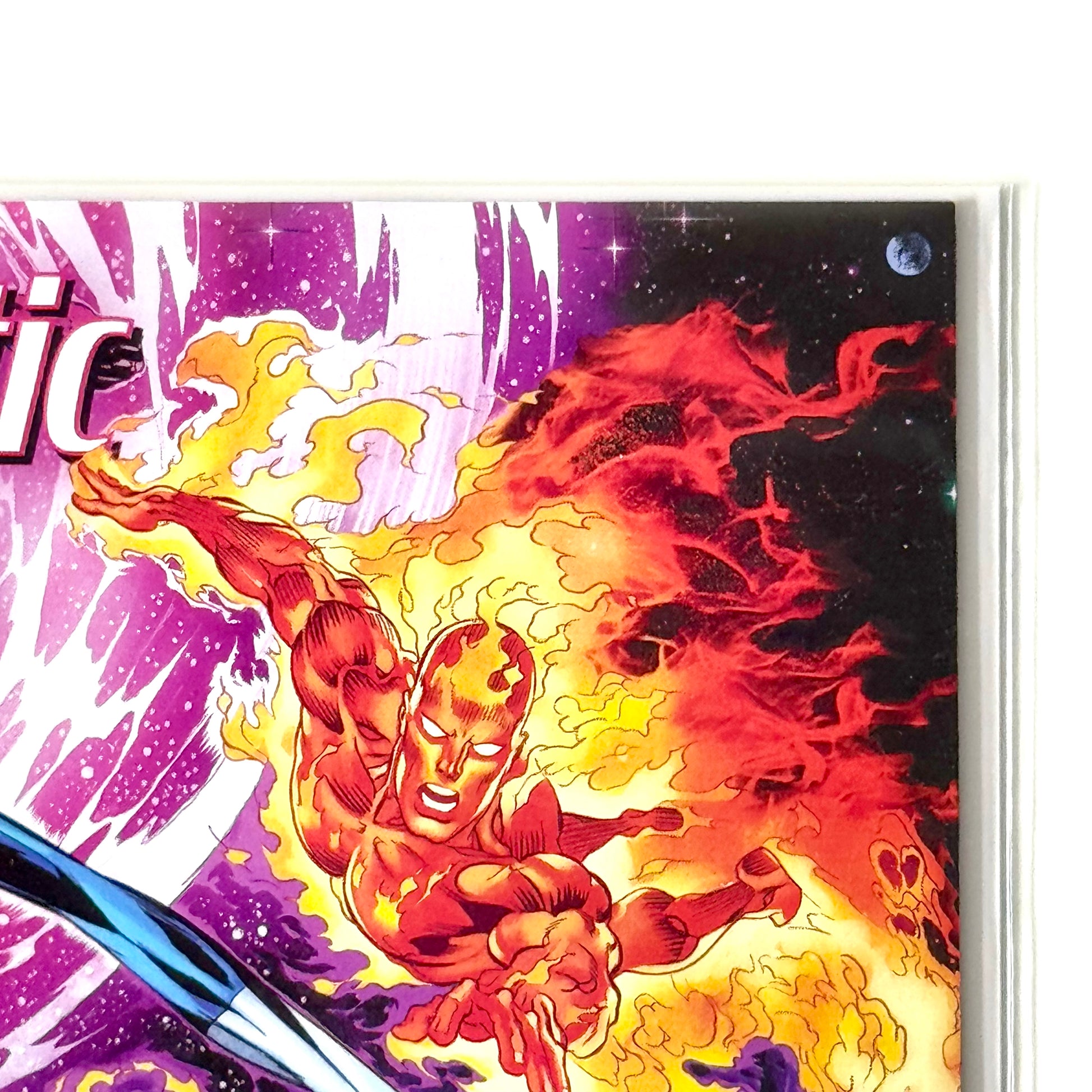 Top right corner close-up of Claudio Castellini Incentive Cover for Fantastic Four #1