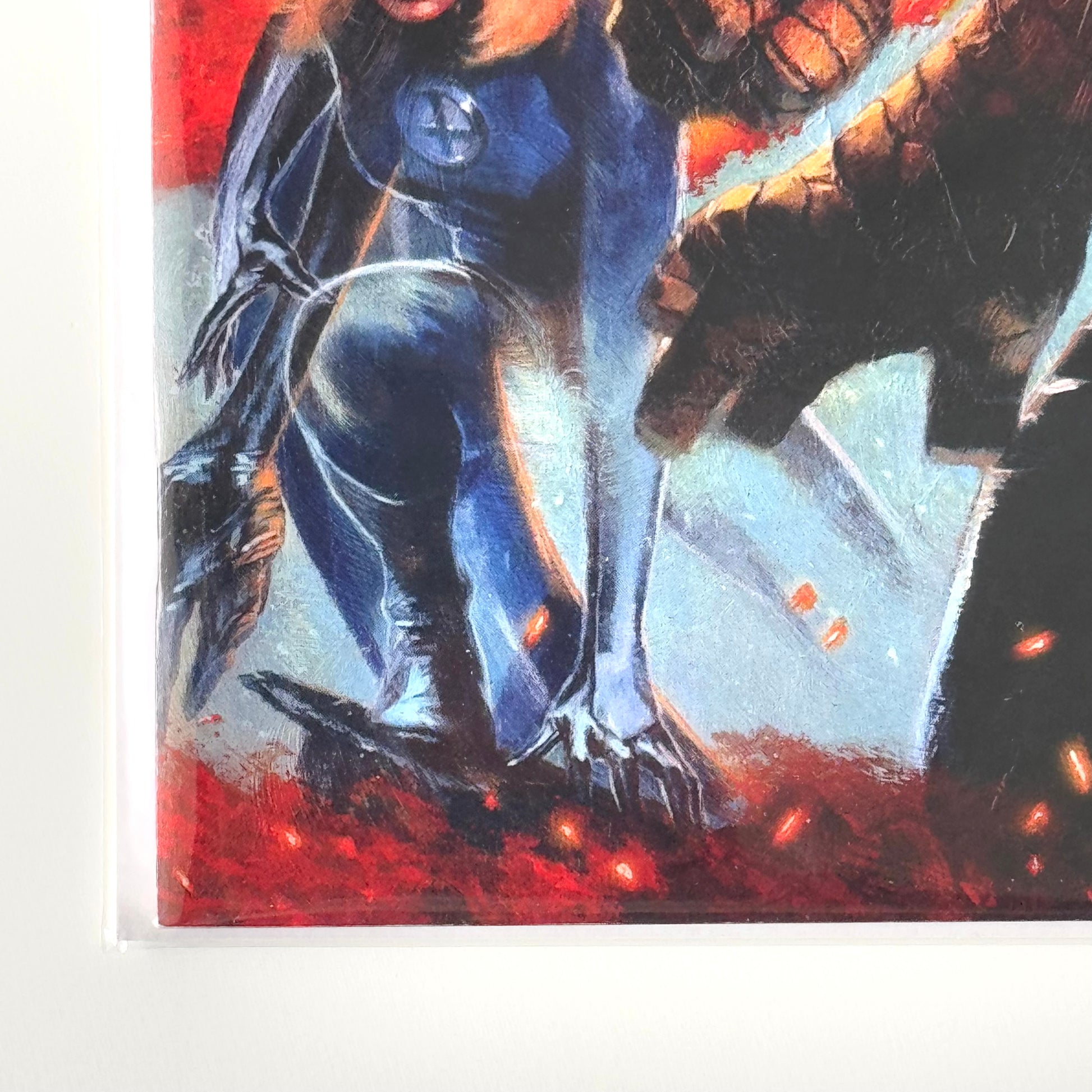 Bottom left corner condition close-up of Dell'Otto’s Fantastic Four #1 Variant