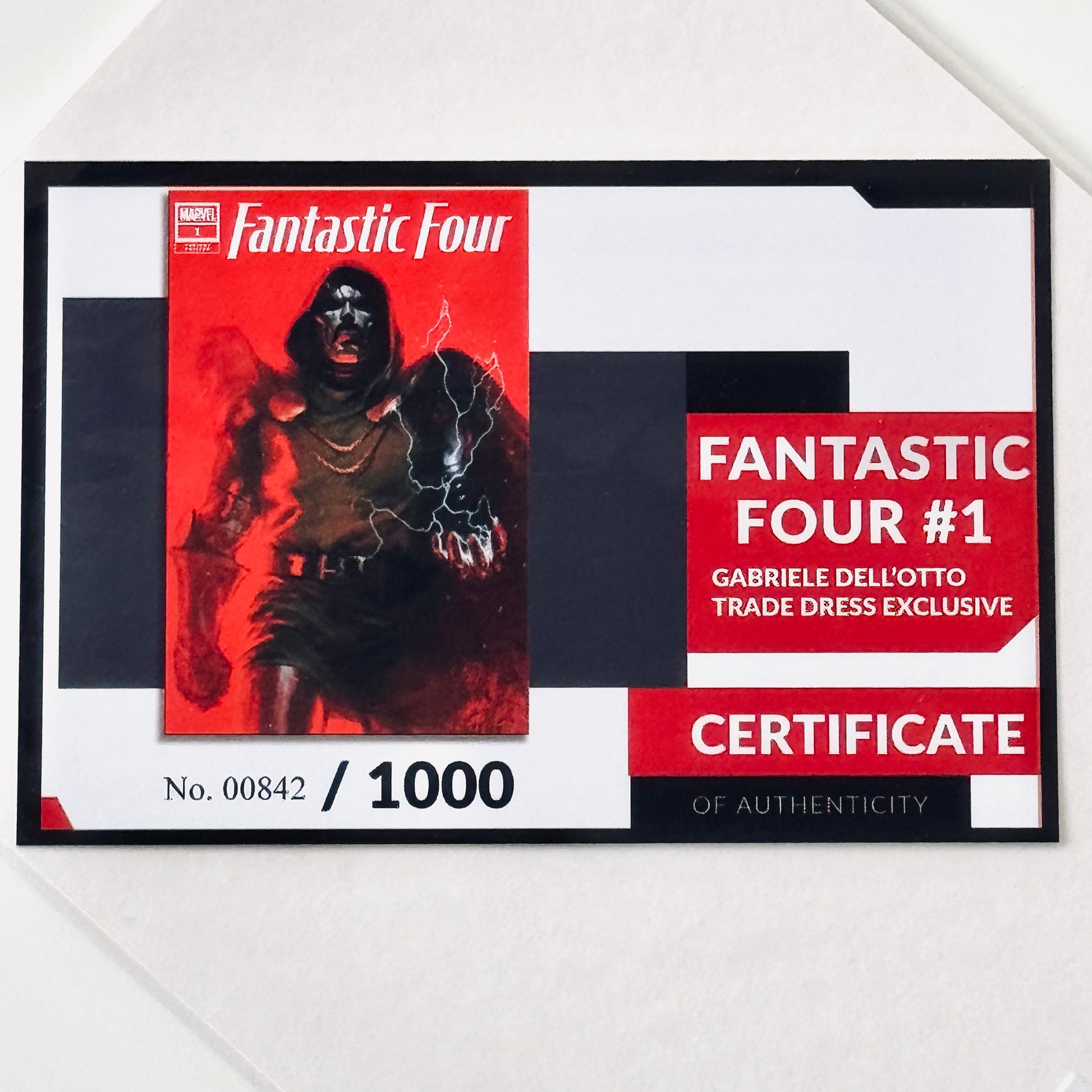 Photo of numbered Certificate of Authenticity included with Fantastic Four #1 Dell’Otto Variant (Ltd 1000)