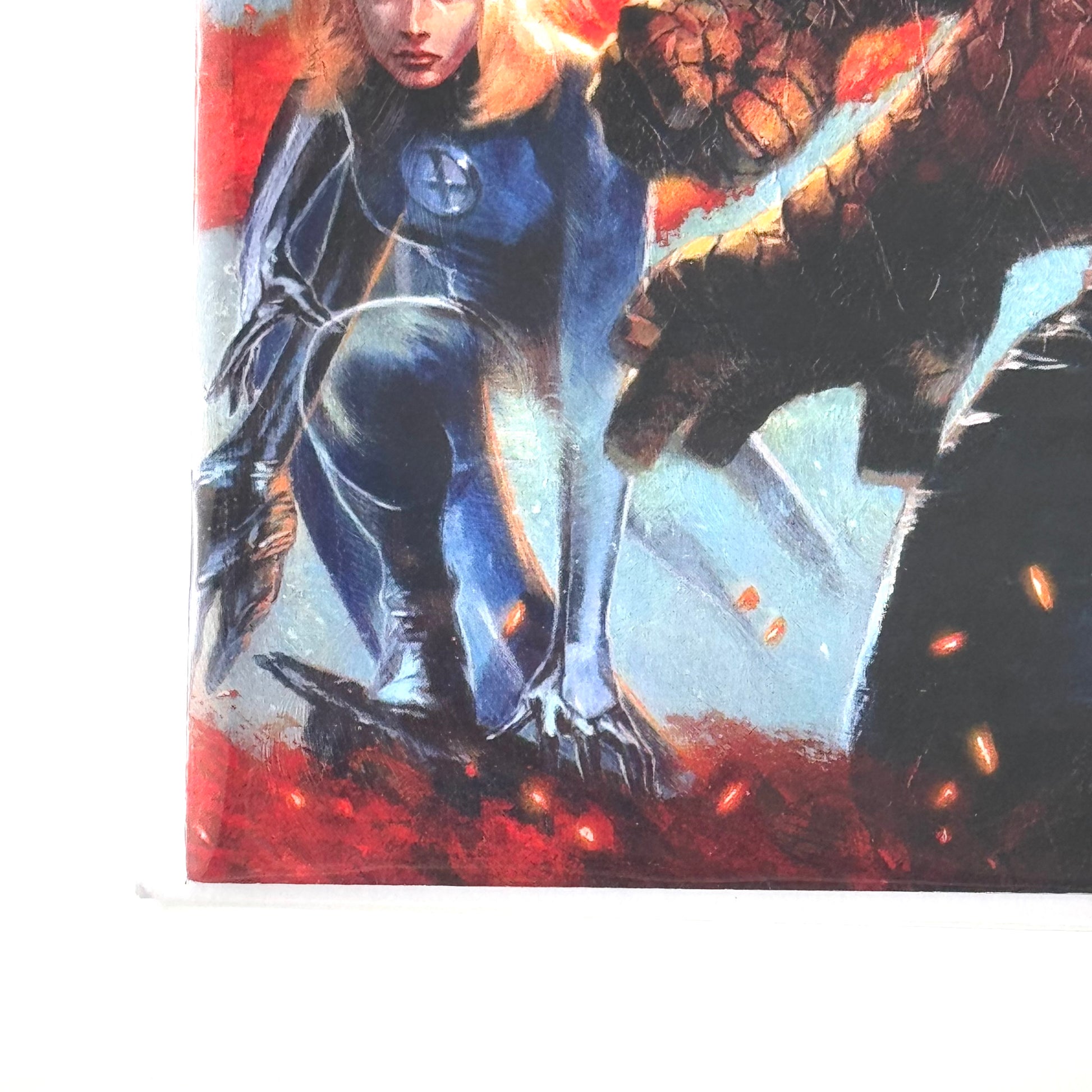 Bottom left corner close-up of Fantastic Four #1 Virgin Cover Variant (2025)