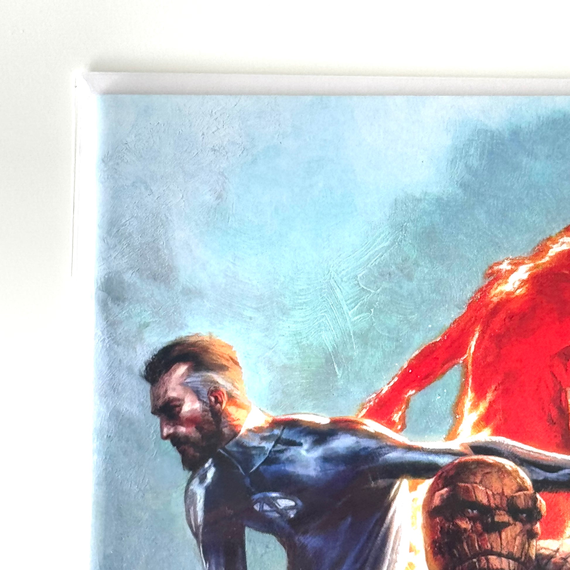 Close-up of top left corner of Dell'Otto Virgin Variant – Fantastic Four #1