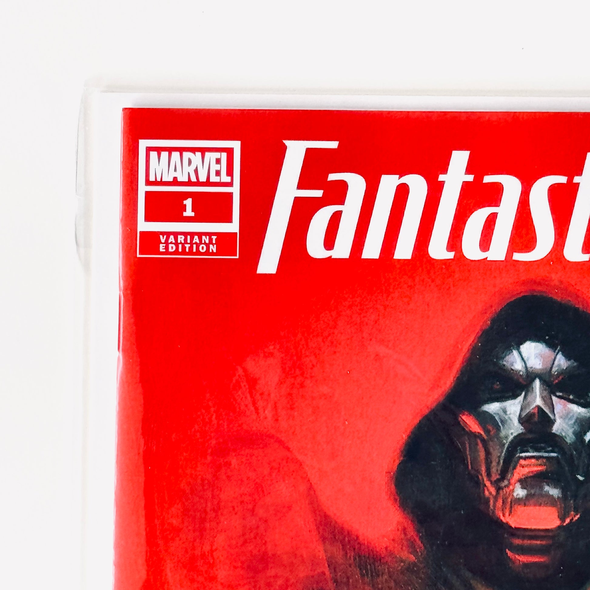 Top left corner detail of Fantastic Four #1 Dell’Otto Variant Cover