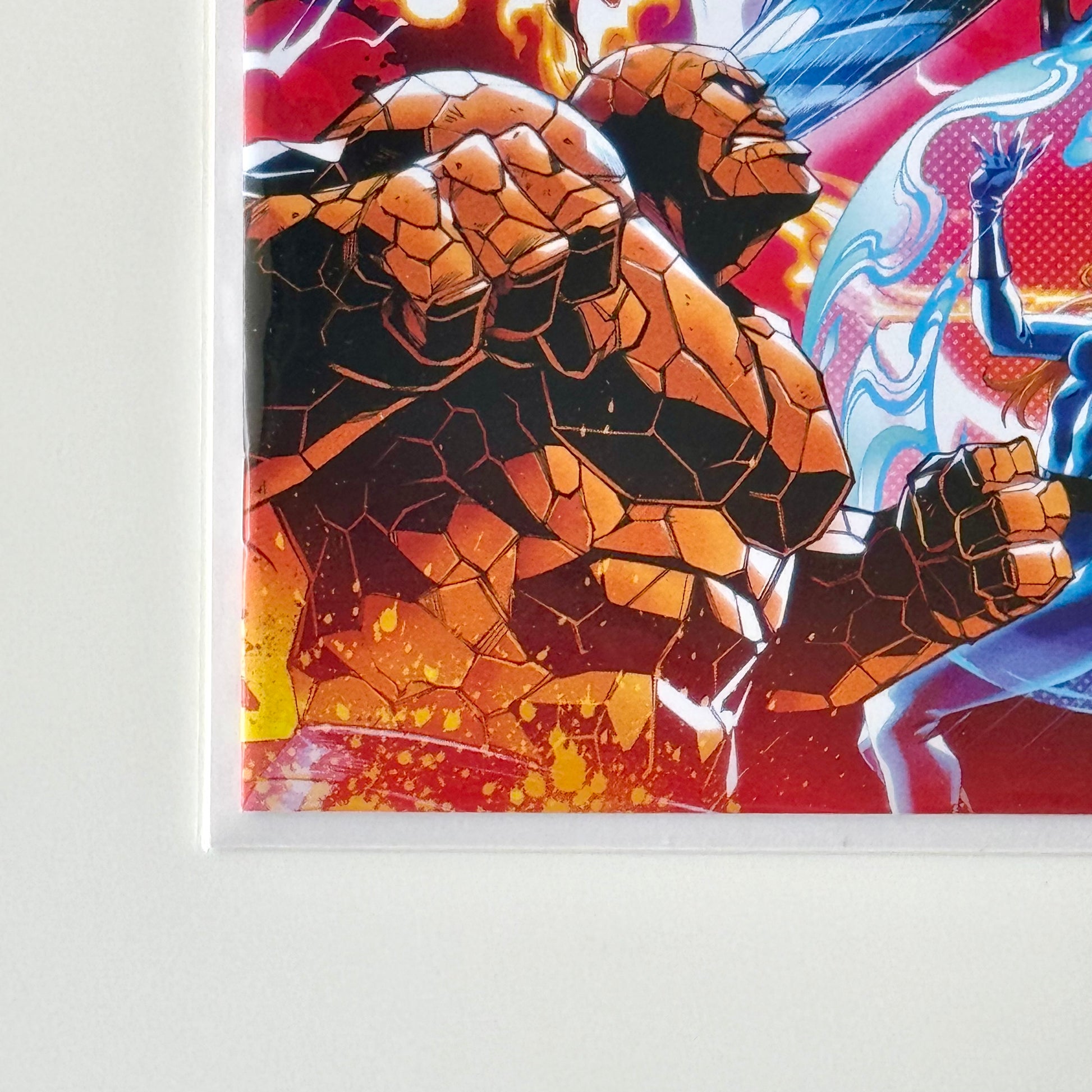 Bottom left corner detail of Godtail Variant Fantastic Four #1 Comic