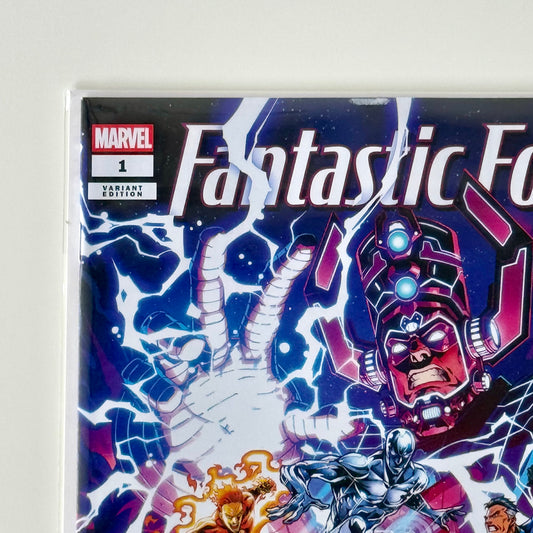 Close-up of top left corner of Fantastic Four #1 Godtail Variant showing condition detail