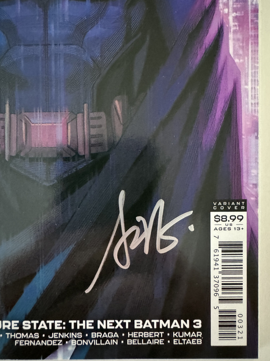 Close-up of Stanley "Artgerm" Lau’s signature on Future State: The Next Batman Comic Book Issue #3 (2020).