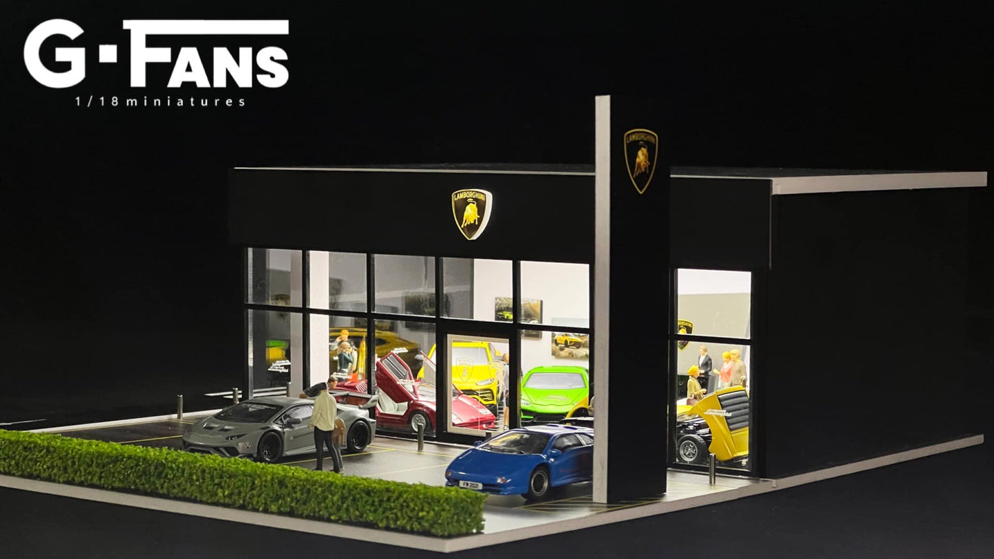 Lamborghini diorama displayed from front right perspective