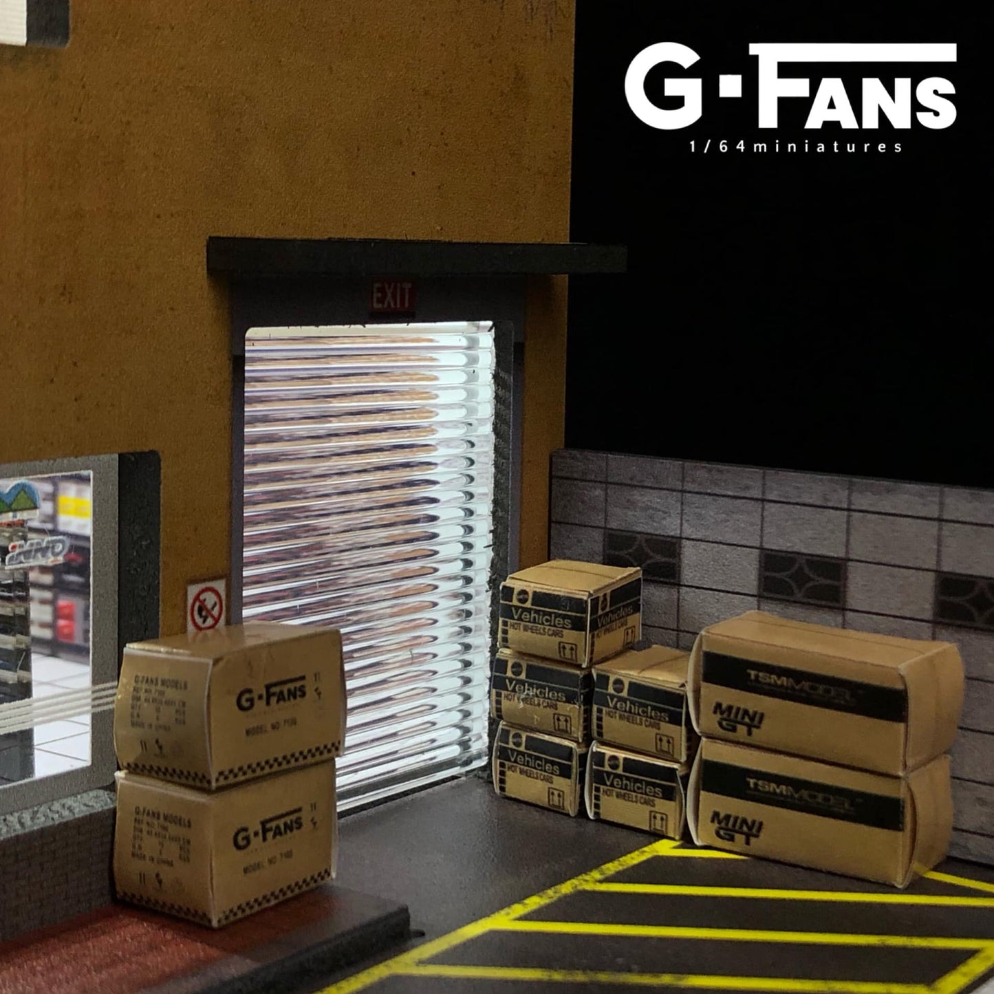 Detail shot of storefront and signage on Japanese diorama
