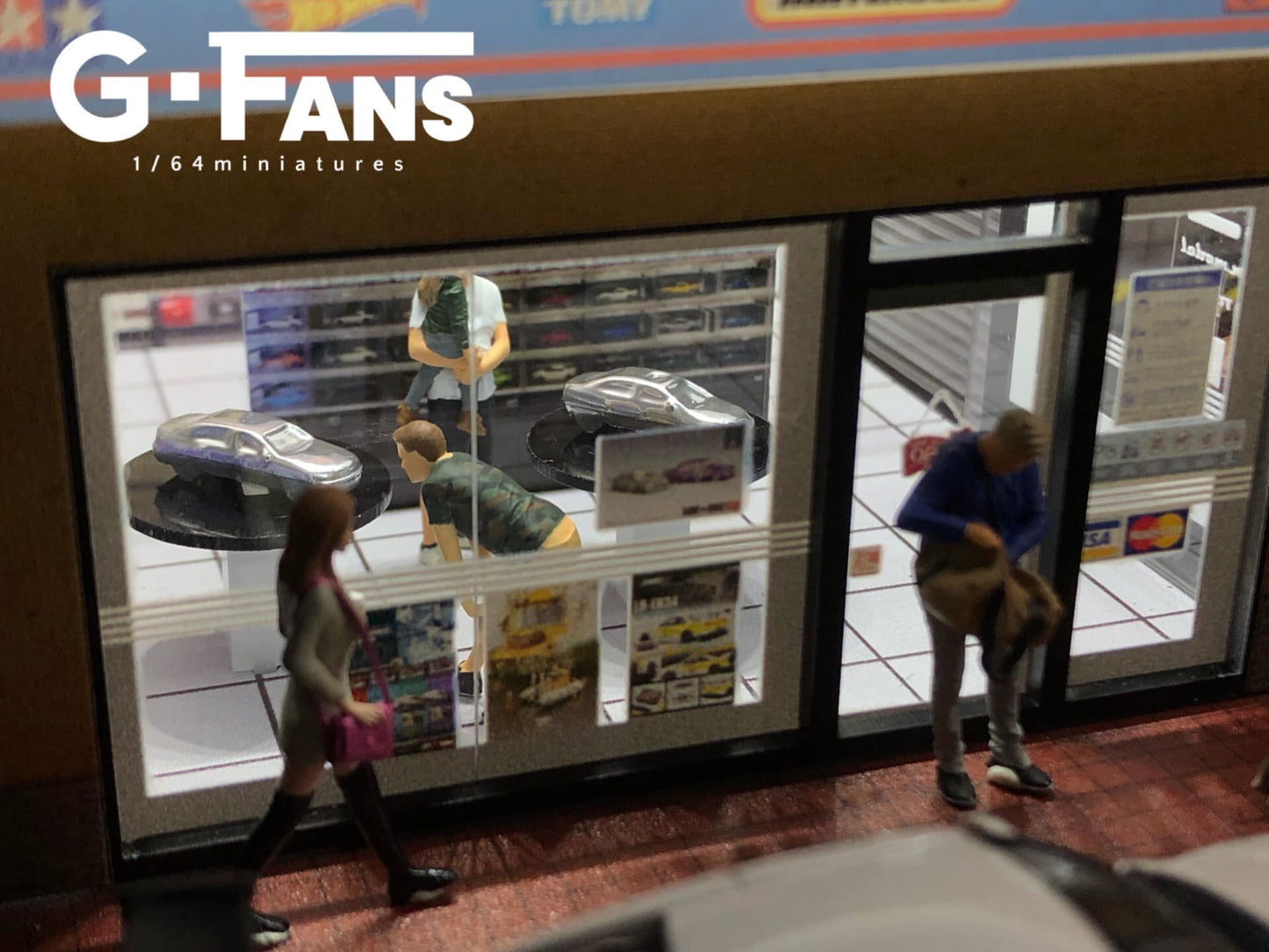 Detail shot of storefront and signage on Japanese diorama