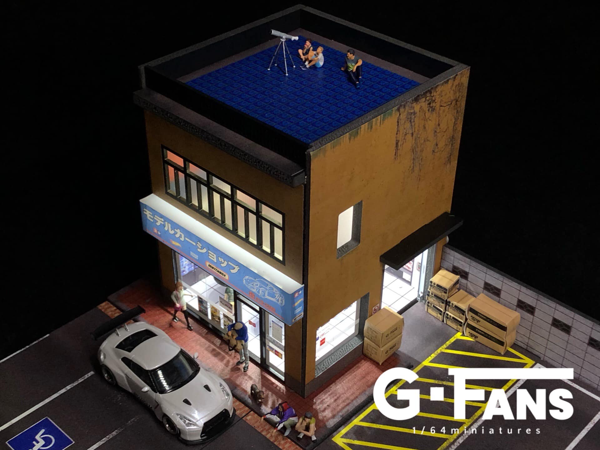 Roof top-down view of the G-Fans 1:64 scale Japanese shop diorama