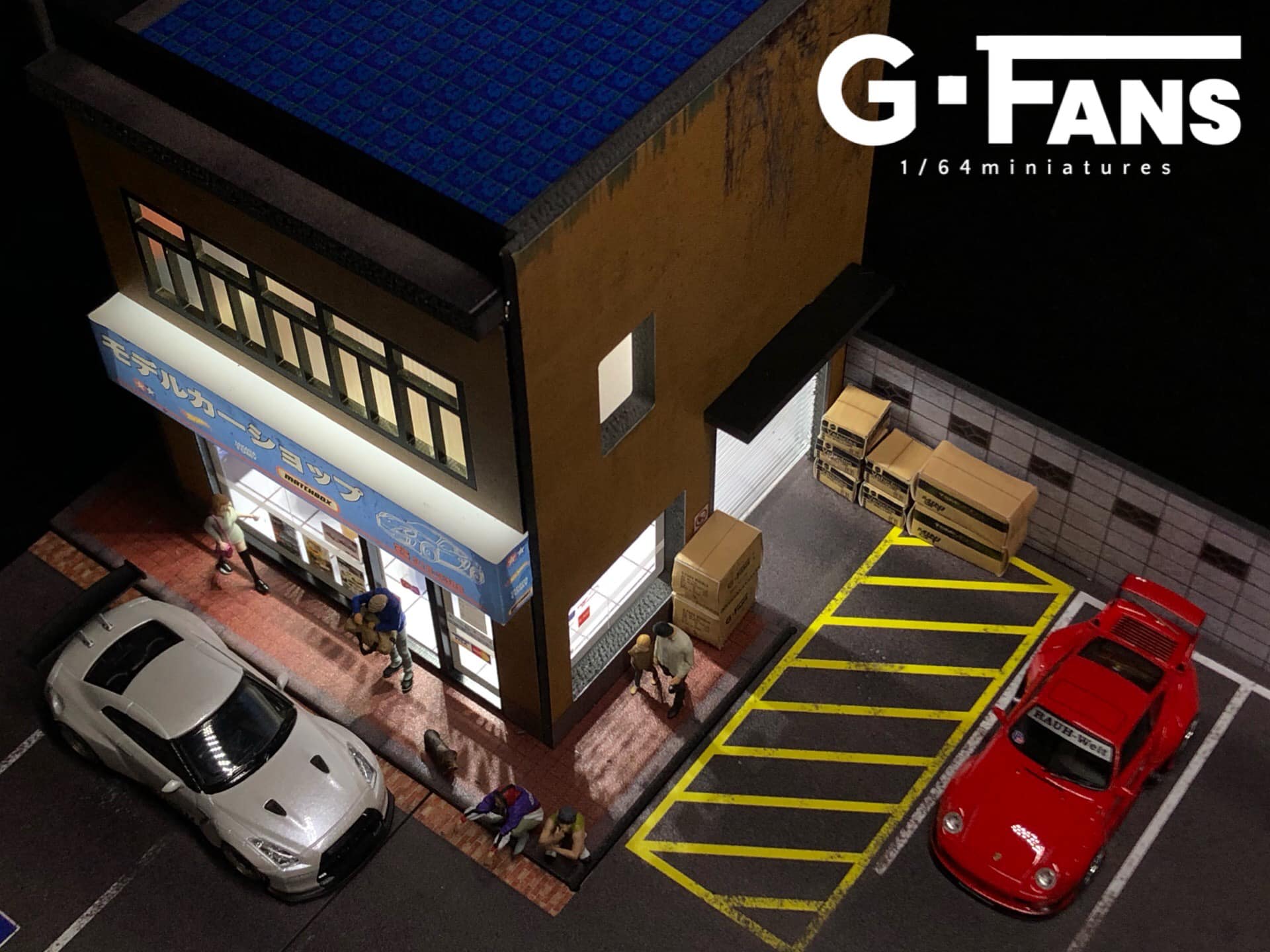 Top-down view of the G-Fans 1:64 scale Japanese shop diorama