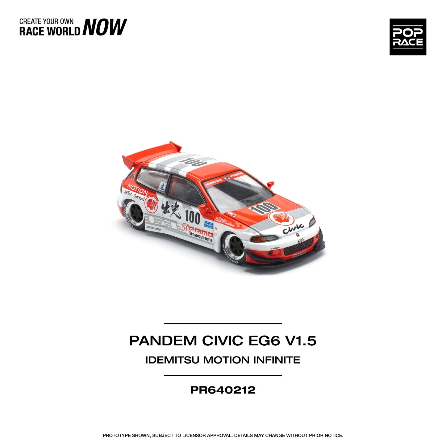 Top-down view of Honda Civic EG6 Pandem Idemitsu diecast model – 1:64 scale