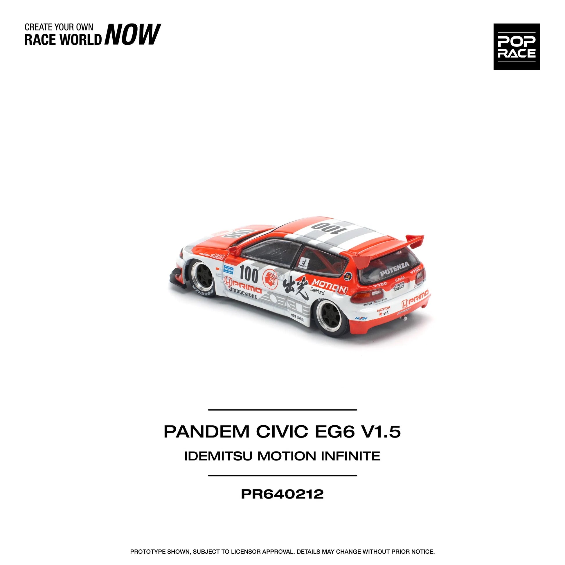 Top-down view of Honda Civic EG6 Pandem Idemitsu diecast model – 1:64 scale