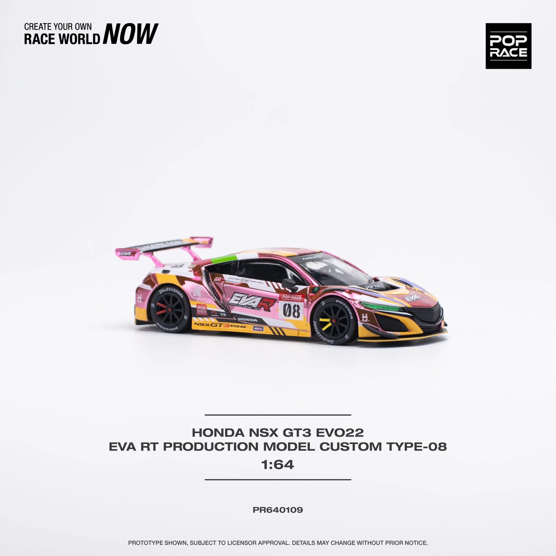 Side profile of 1:64 Honda NSX GT3 EVA RT Production Model unboxed