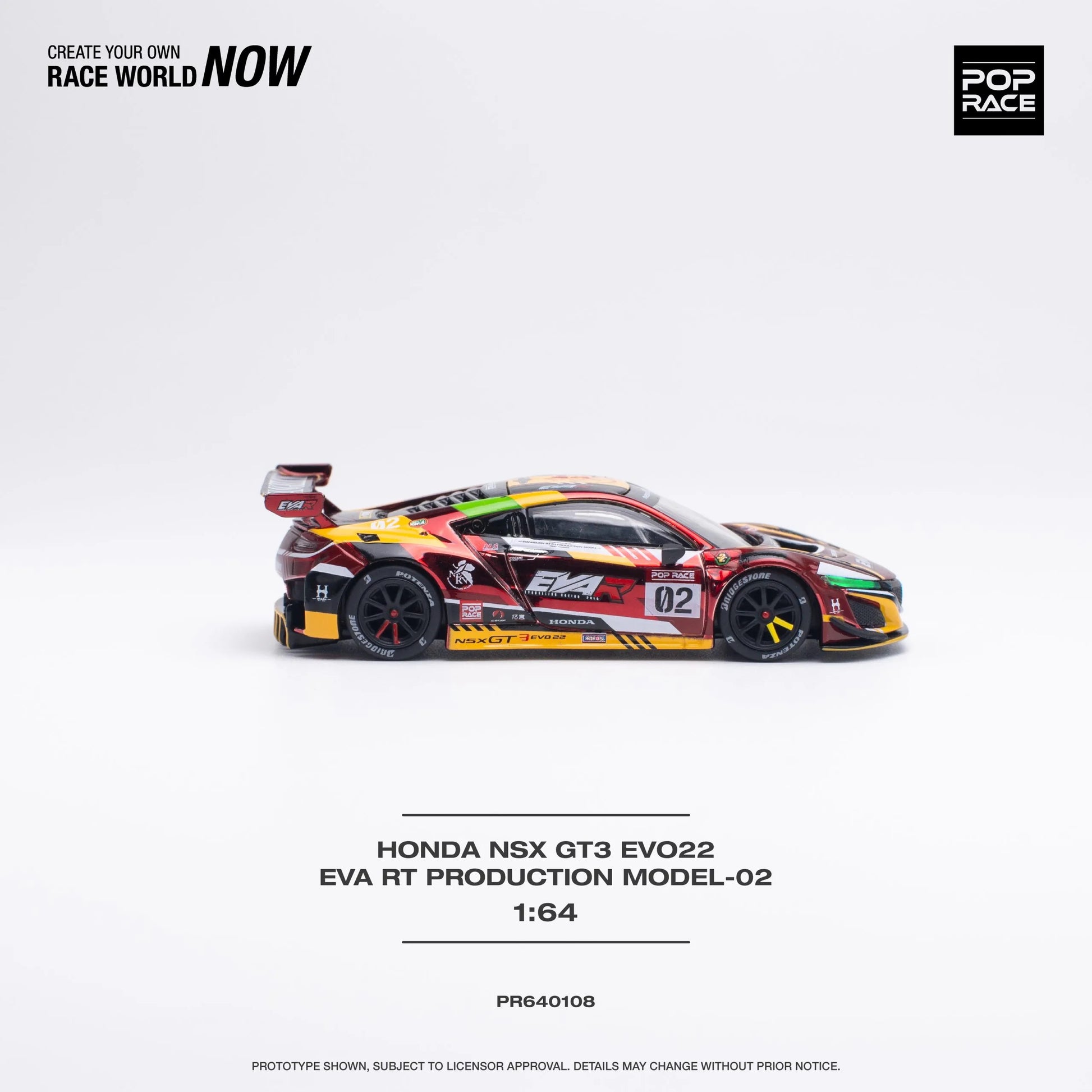Side profile of 1:64 Honda NSX GT3 EVO with EVA RT livery unboxed