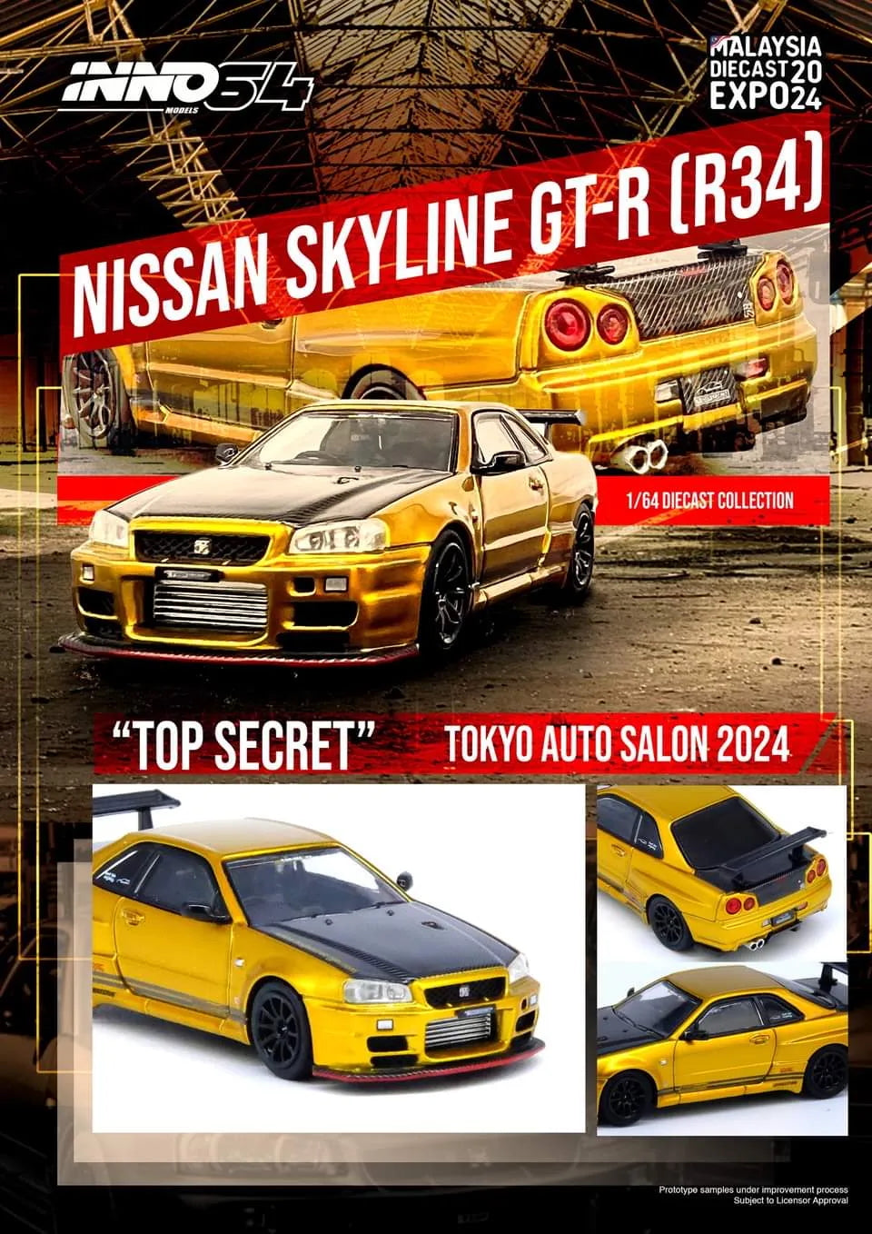 Brochure of Nissan Skyline GT-R R34 Top Secret 1:64 diecast model